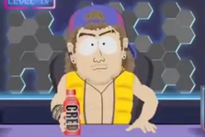 Logan LeDouche character promoting his drink ‘Cred’ in a new episode of South Park