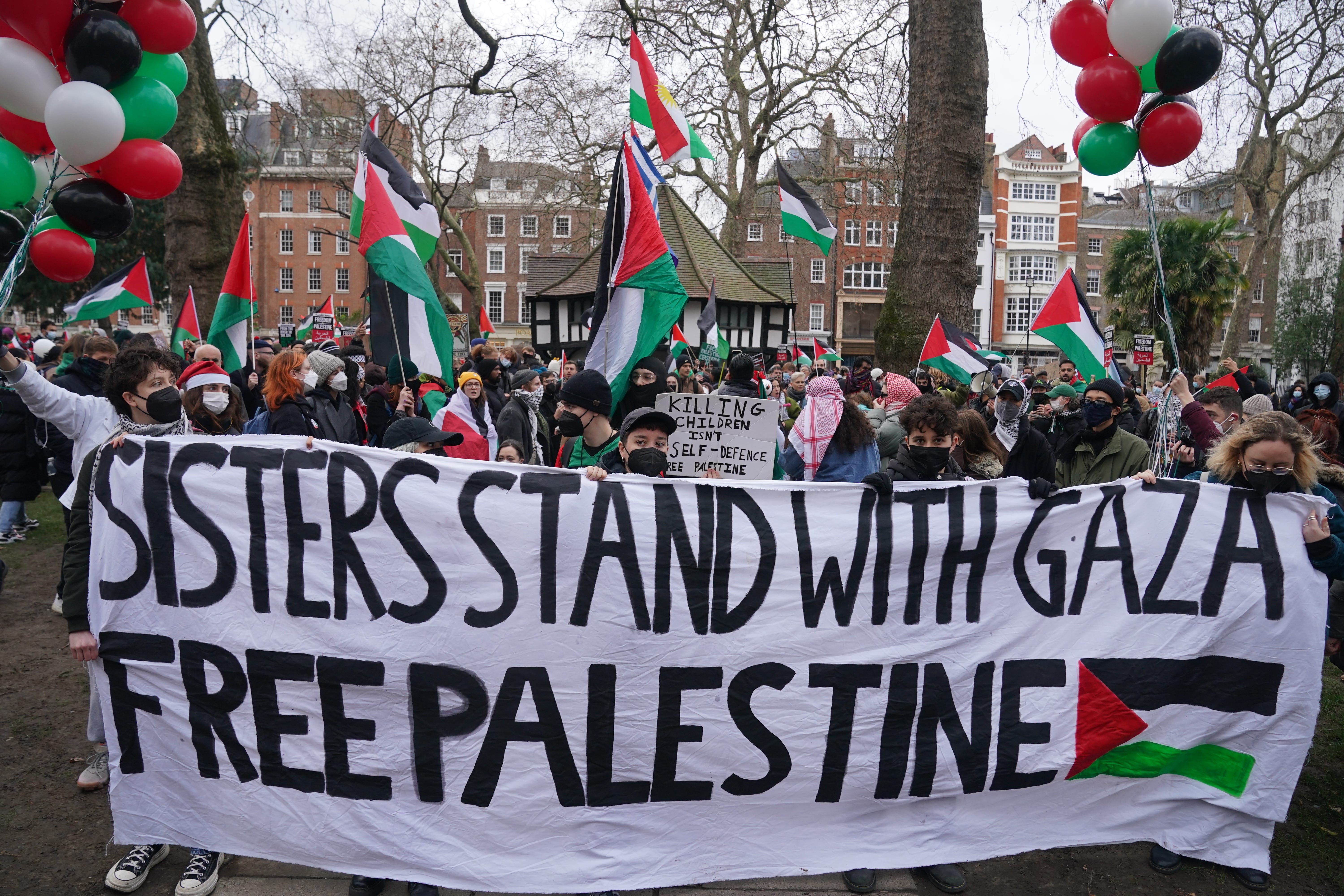 Protesters during a pro-Palestine demonstration, organised by direct action group Sisters Uncut (Lucy North/PA)