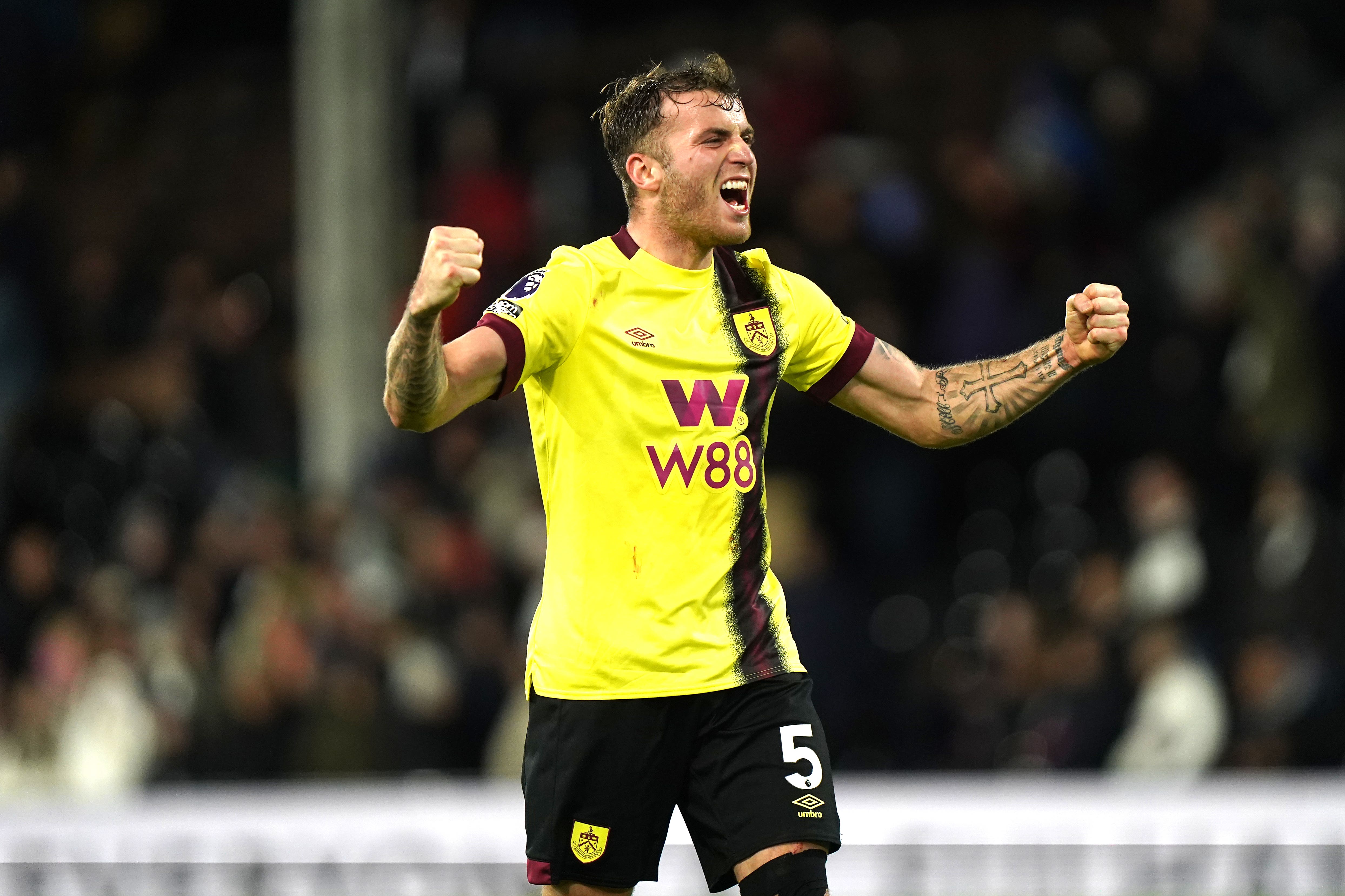 Burnley’s Jordan Beyer celebrates victory (Bradley Collyer, PA)