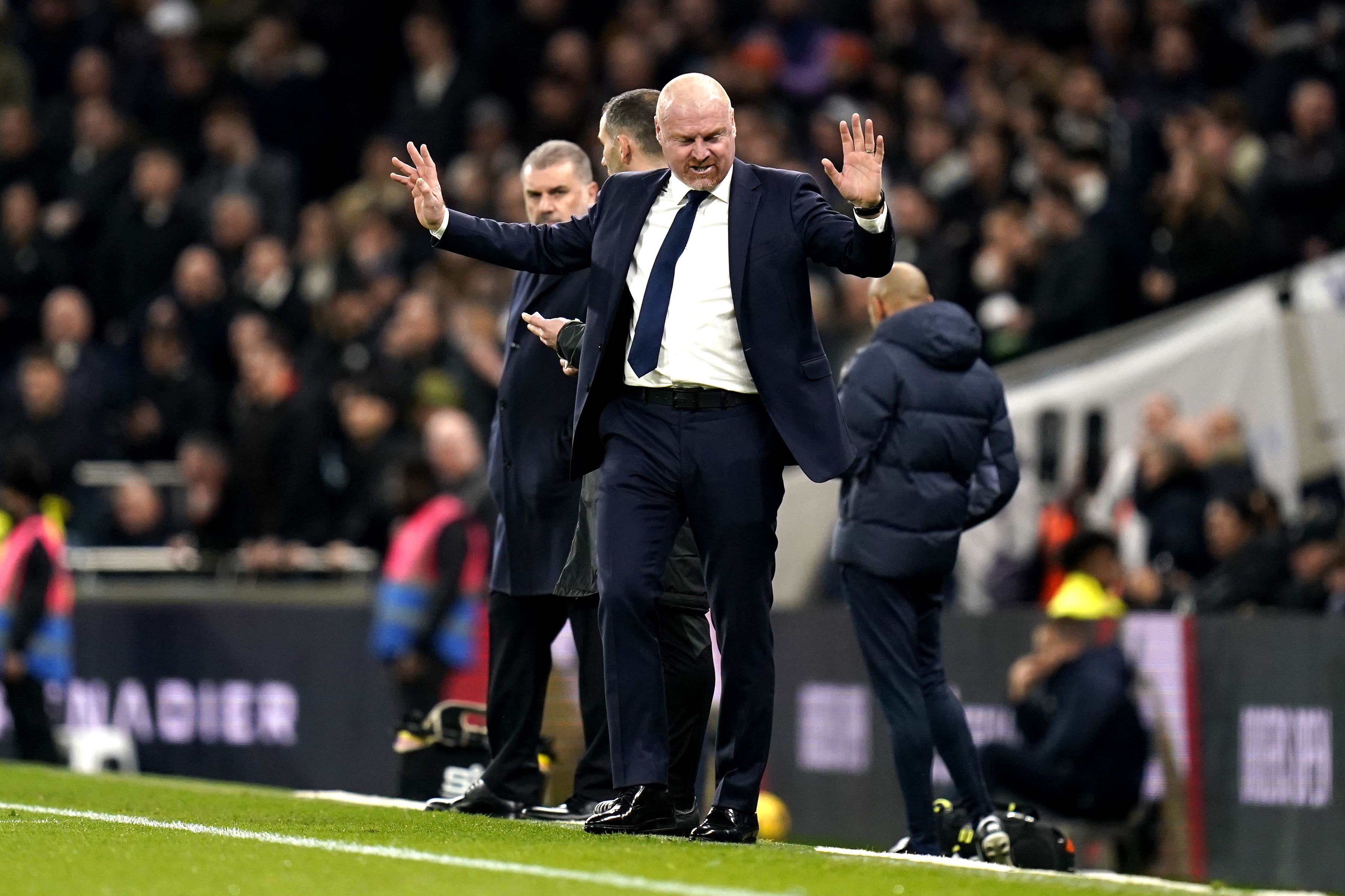 Everton manager Sean Dyche reacts during their 2-1 loss to Tottenham (Andrew Matthews/PA)