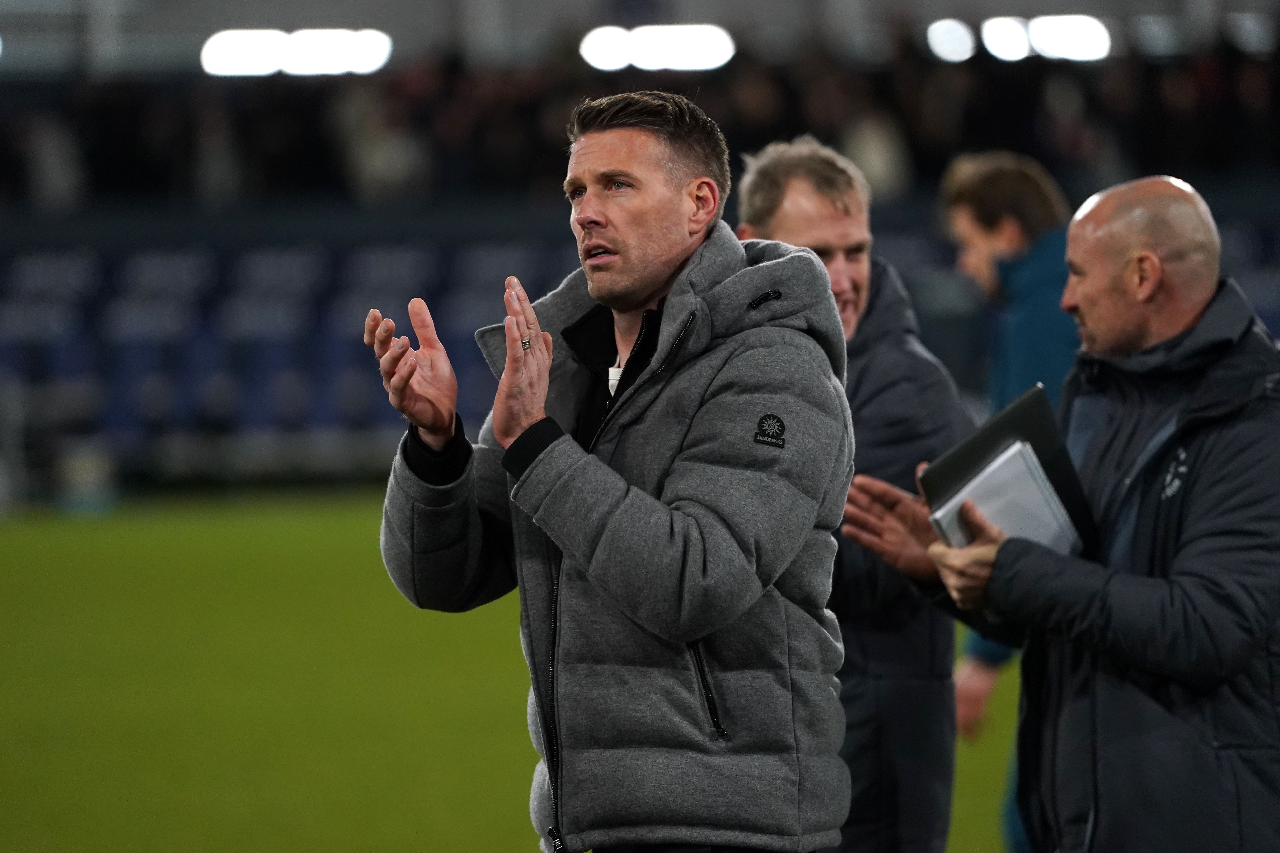 Luton manager Rob Edwards applauds the fans (Nick Potts/PA)