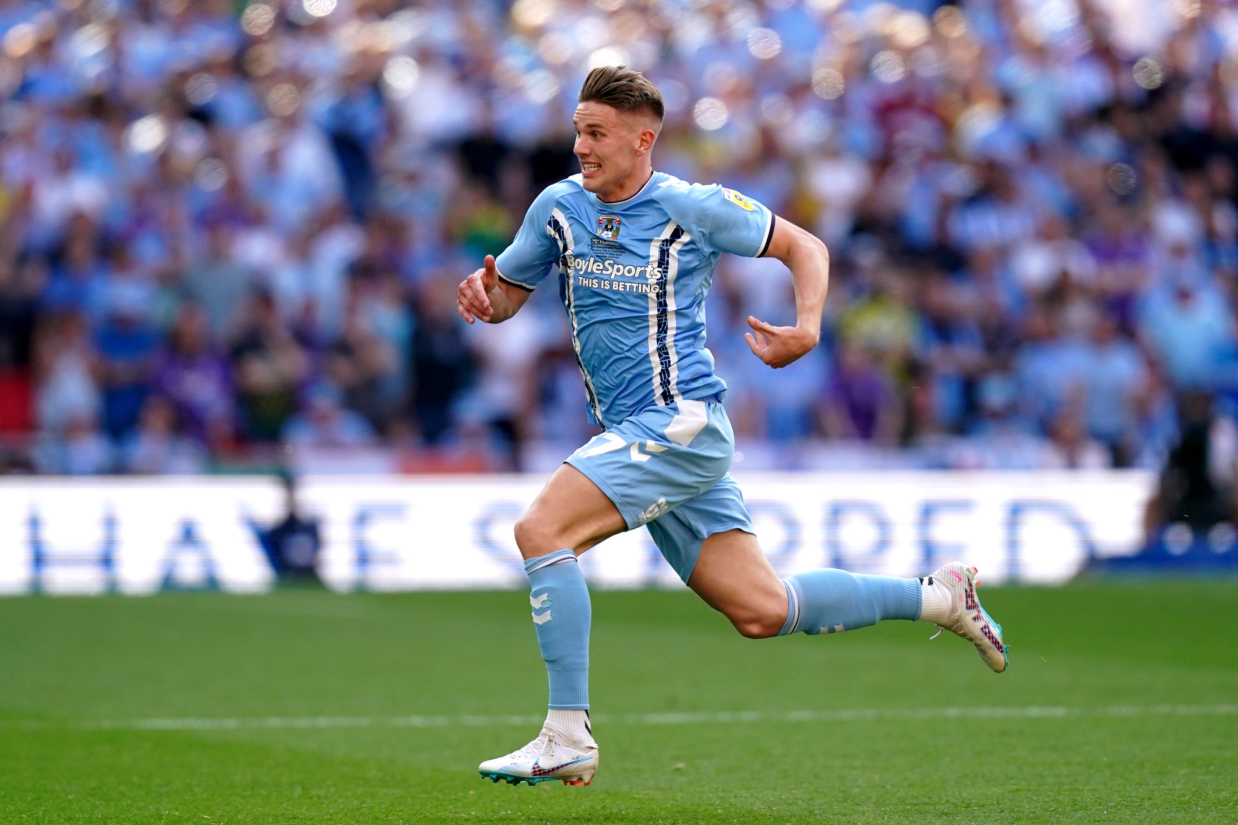 Viktor Gyokeres during the Sky Bet Championship play-off final against Luton when he was at Coventry City (PA)