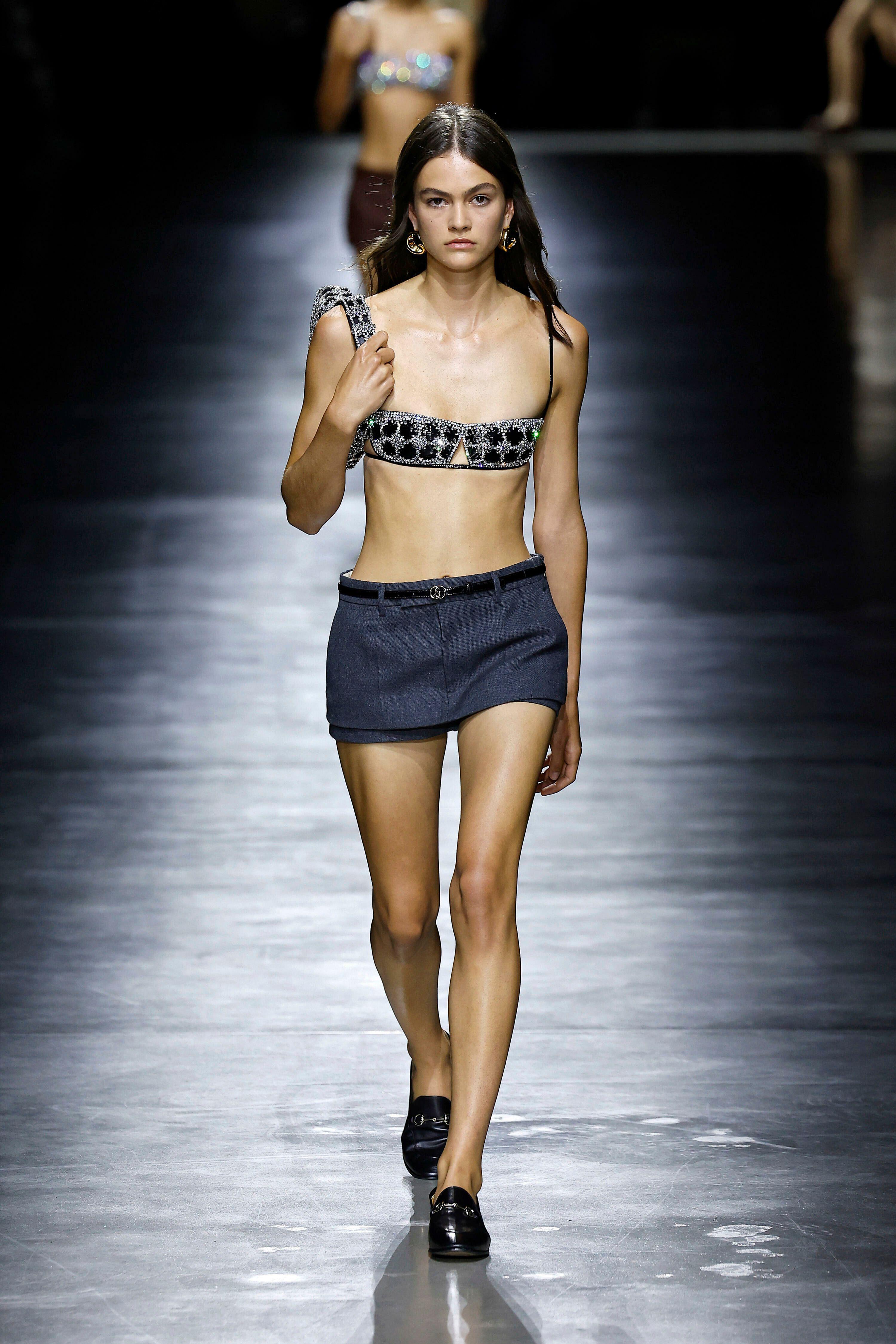 Get shorty: Model wears hotpants on the Gucci SS24 Runway