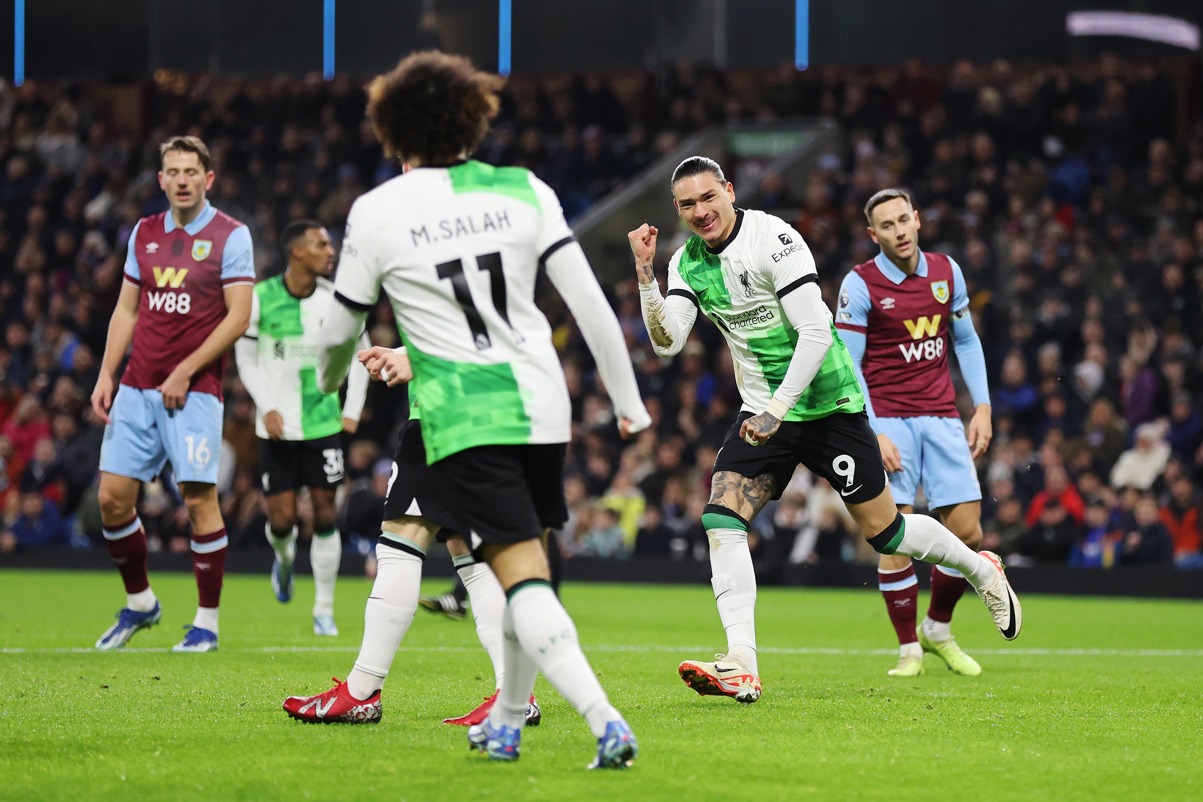 Darwin Nunez celebrates after his first goal in nearly two months