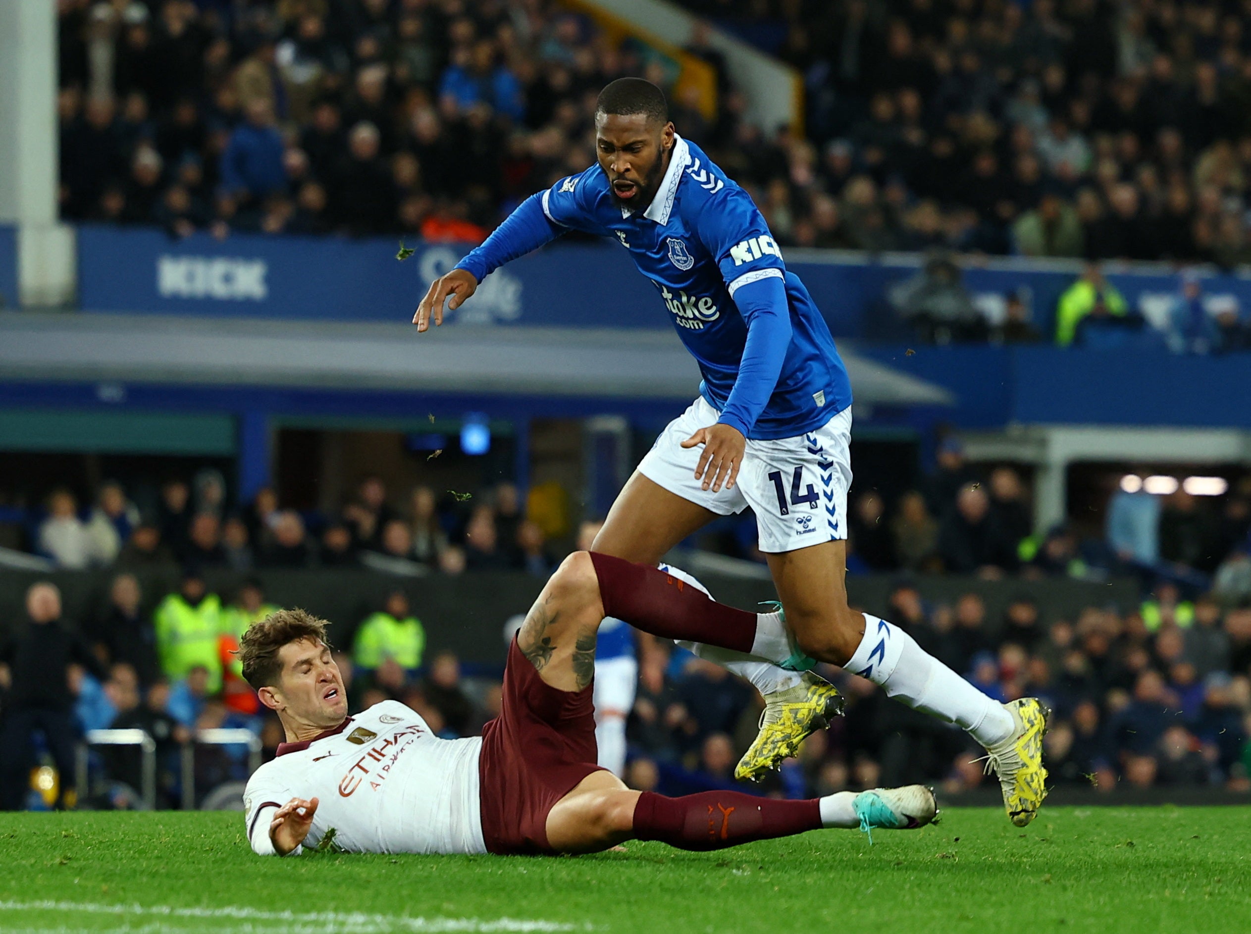 Stones suffered the injury in the first half after challenging Beto