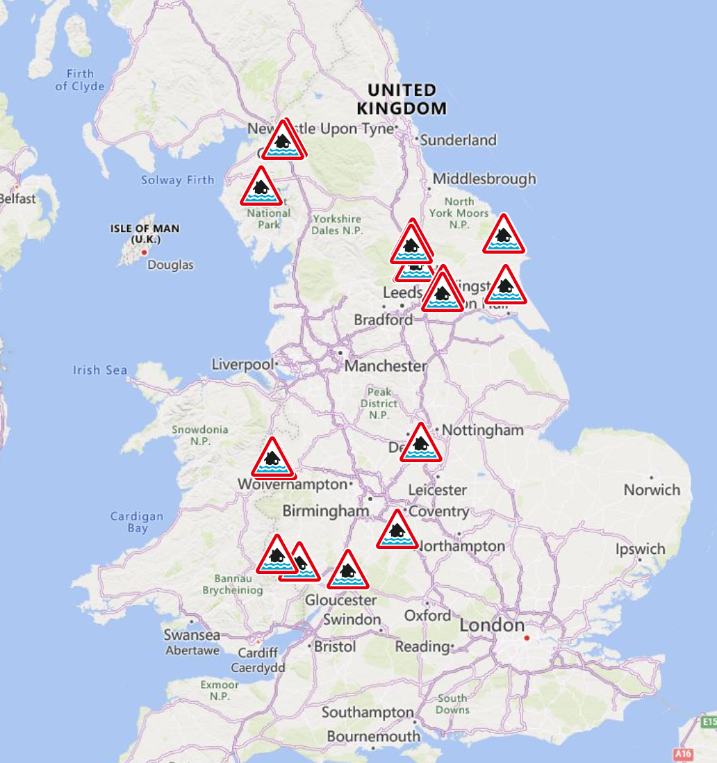 Flooding is expected in 21 areas in England