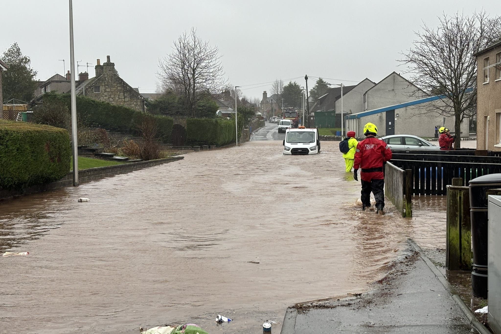 Storm Gerrit has brought flooding to many roads across the country, including in Cupar, Fife, Scotland (James Matheson/PA)