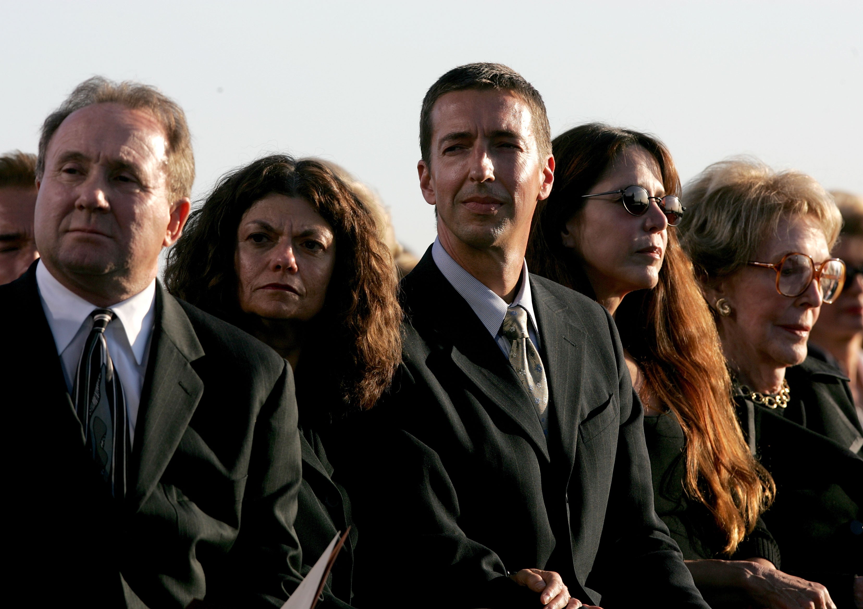 Michael Reagan, his wife, Ron Reagan, Patti Davis and former first lady Nancy Reagan attend the interment ceremony as former President Ronald Reagan is laid to rest at the Ronald Reagan Presidential Library June 11, 2004 in Simi Valley, California