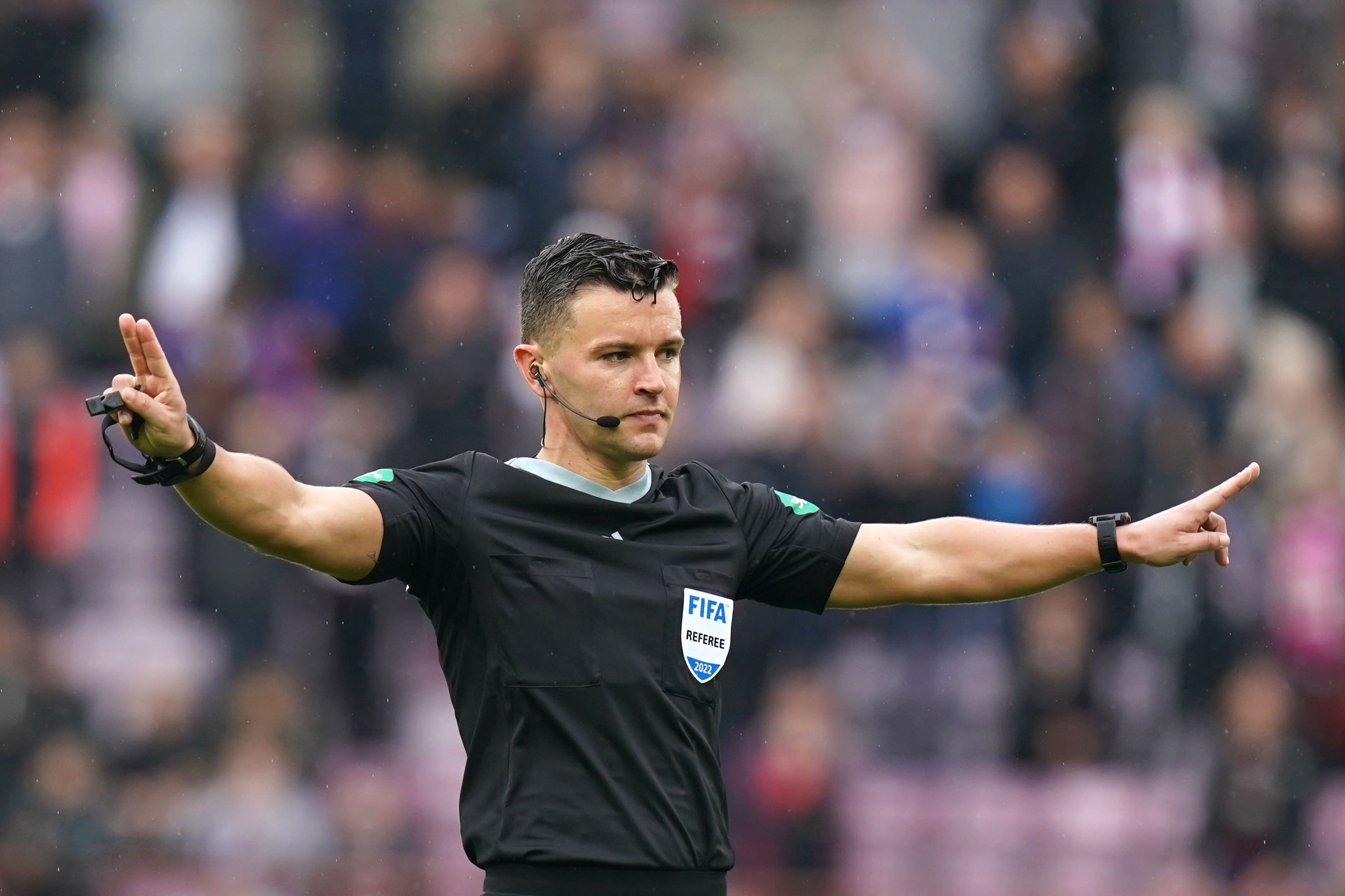 Nick Walsh gave no penalty which was confirmed by VAR (Jane Barlow/PA)