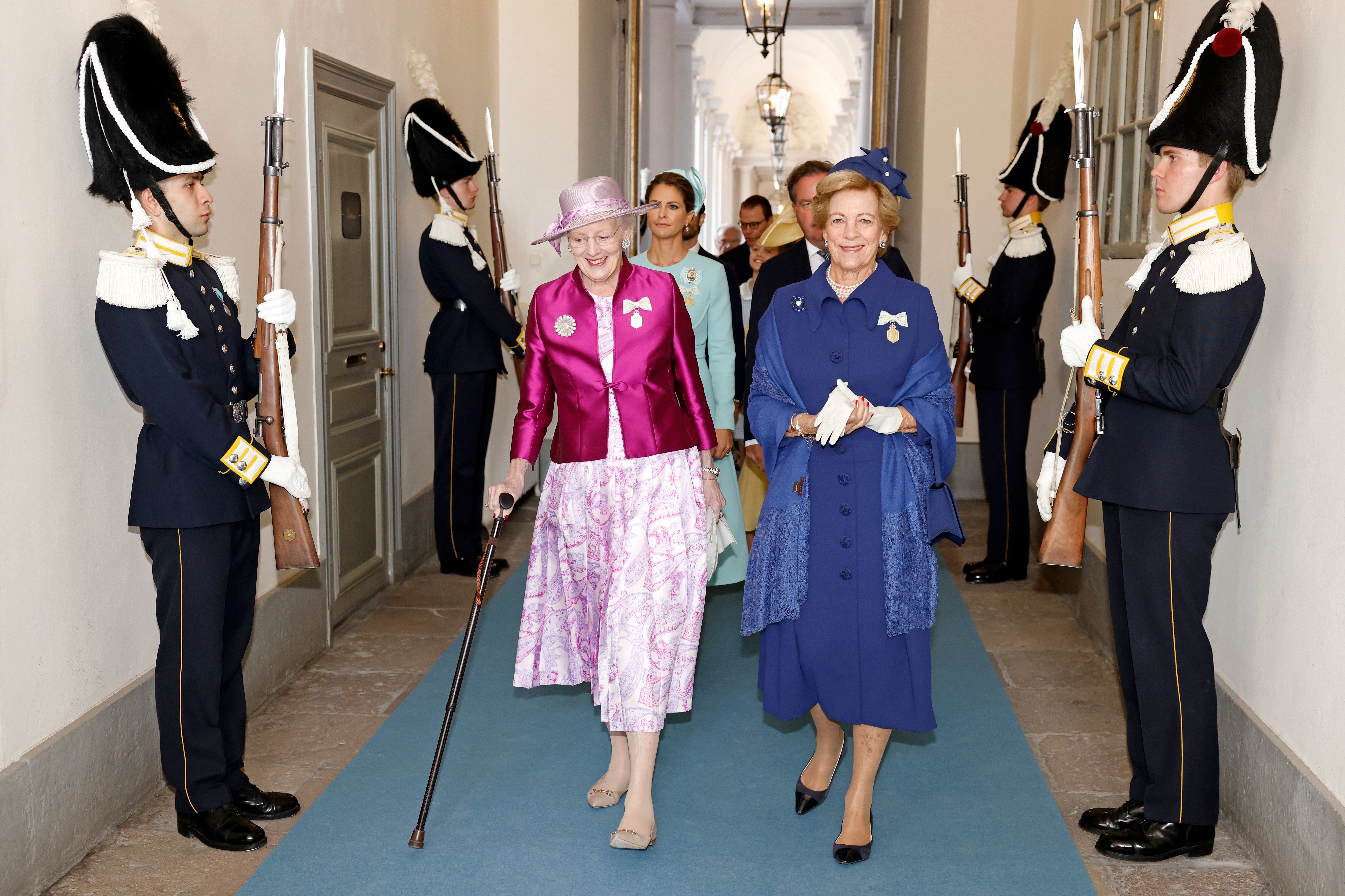 Queen Margrethe II and Queen Anne-Marie of Greece at the celebration of the 50th coronation anniversary of King Carl Gustav of Sweden in September