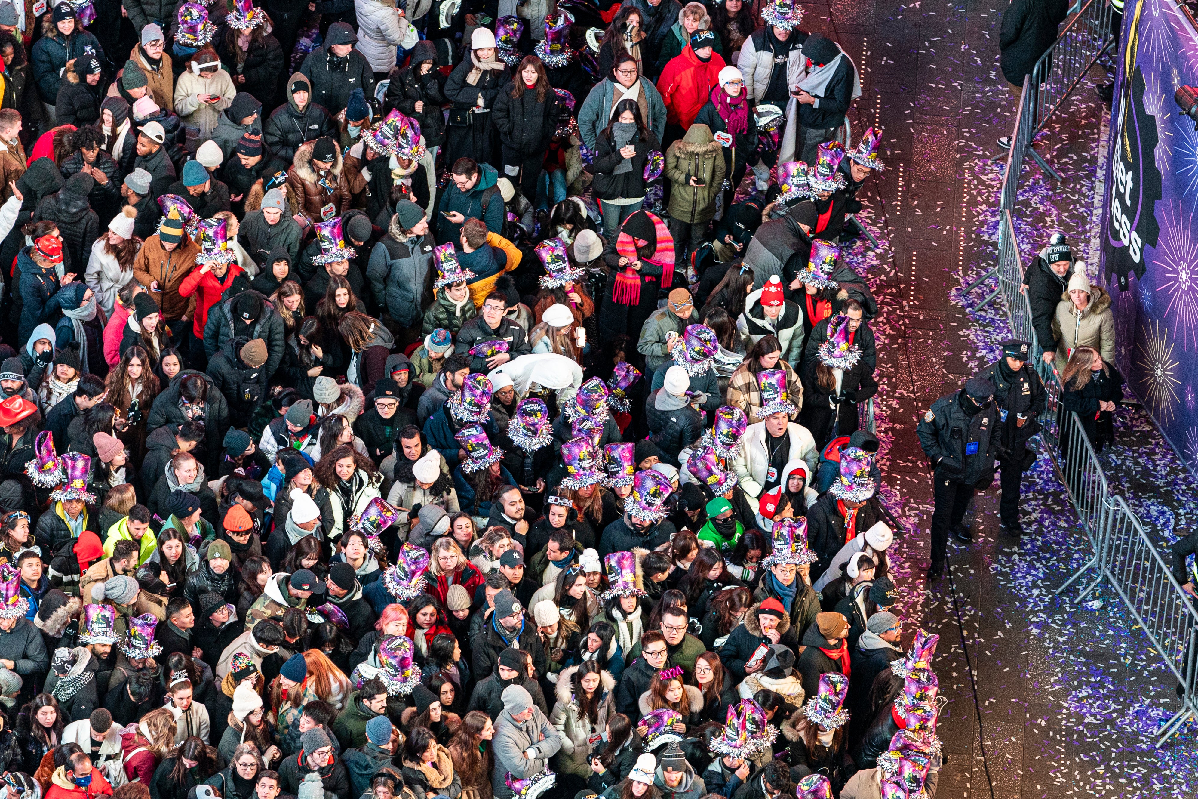 Crowds gather in Times Square for the New Year’s Eve celebration in New York, Sunday, 31 December 2023