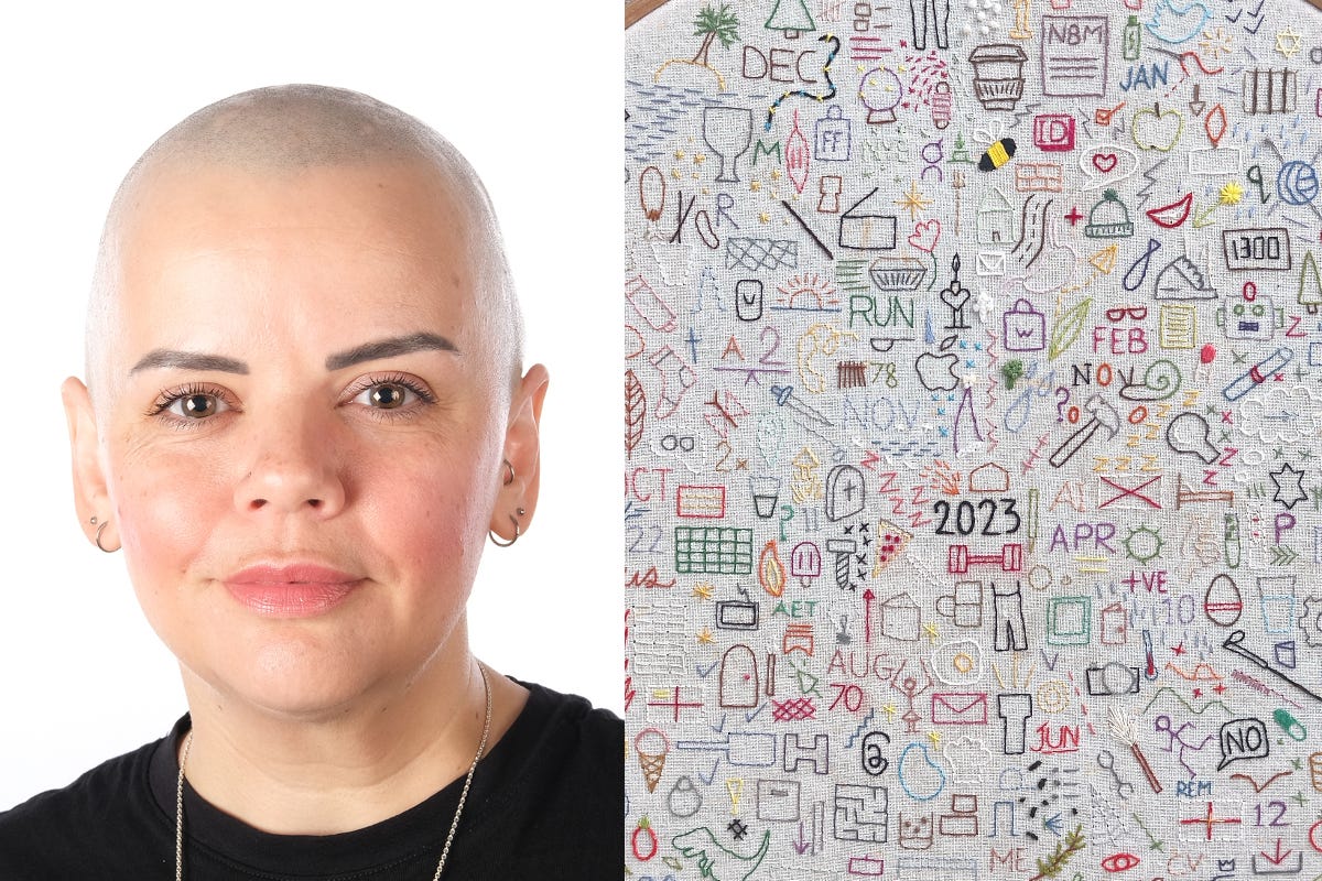 Martine Ellis made an embroidery journal to document her life throughout last year (Paul Chambers/Martine Ellis/PA)