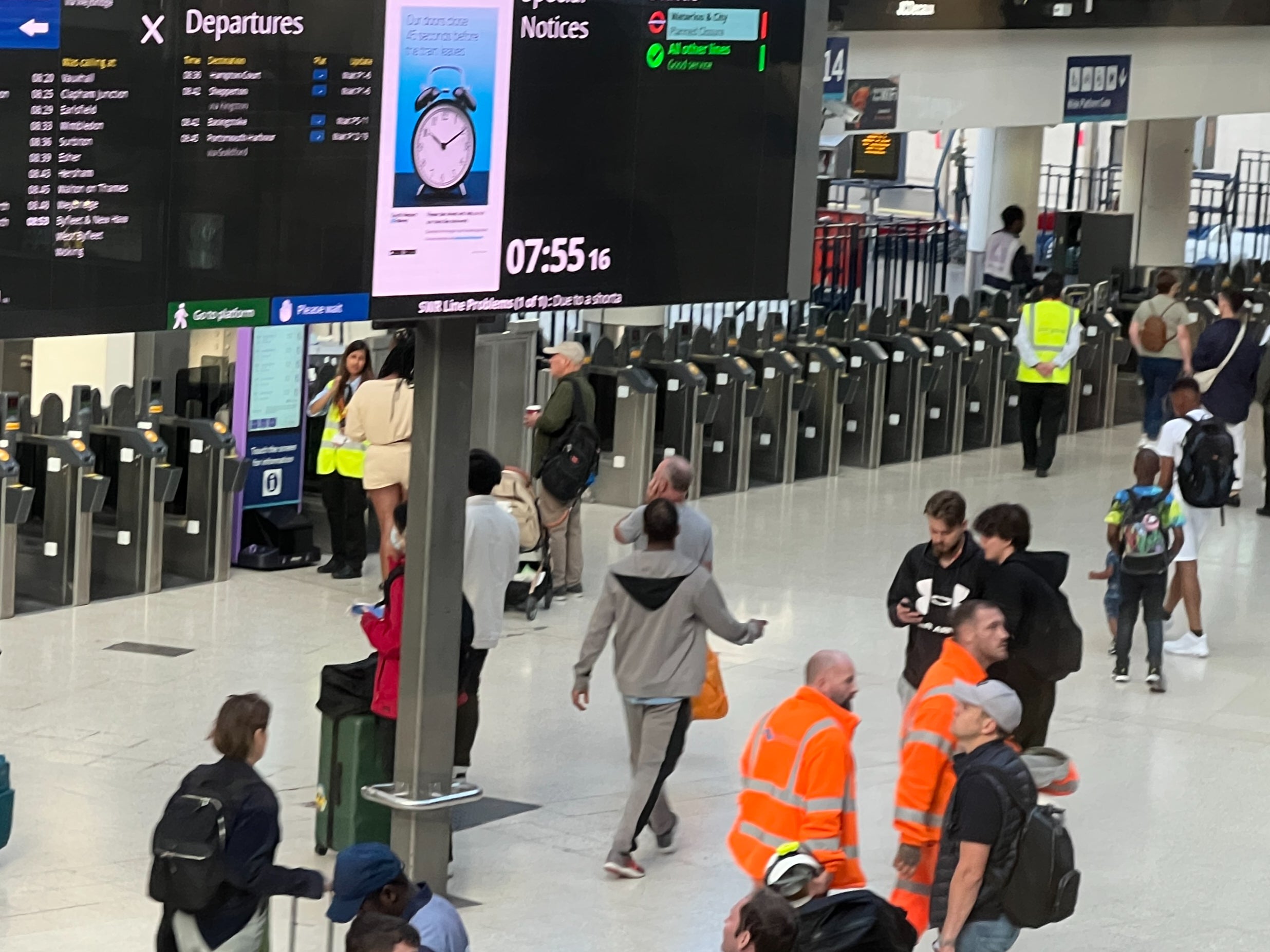 Going places? Travellers at London Waterloo, whose main line to Bournemouth is blocked beyond Southampton