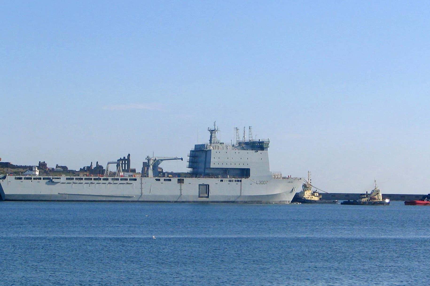 The aid was delivered by Royal Fleet Auxiliary vessel Lyme Bay (Paul Watson/PA)