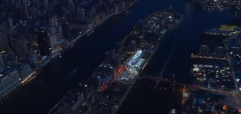 A huge presence of FDNY responders on Roosevelt Island