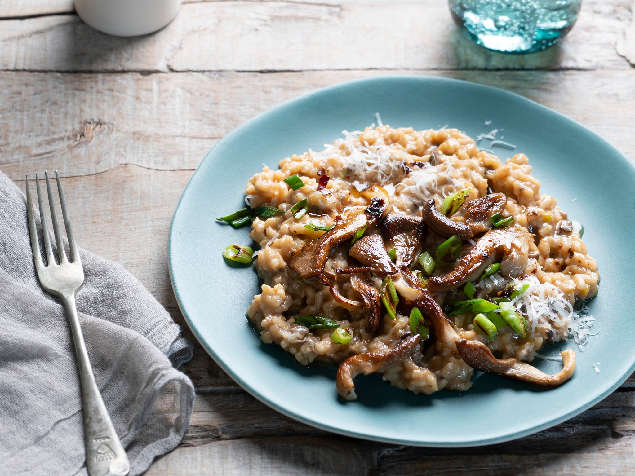 Oyster mushrooms fried until golden provide both a visual and textural spectacle