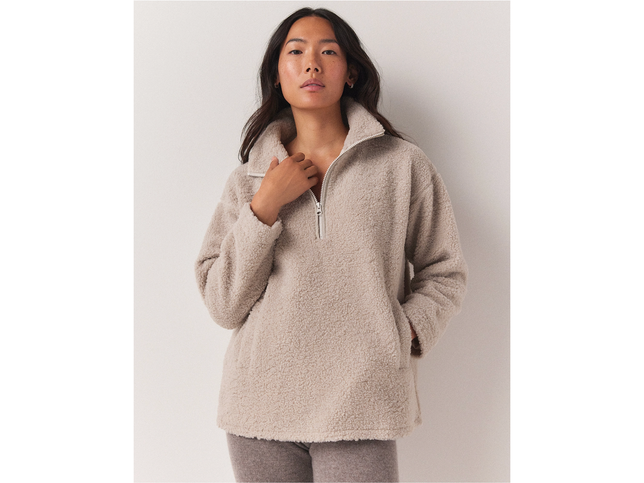 best womens fleece indybest  The White Company borg half zip sweatshirt