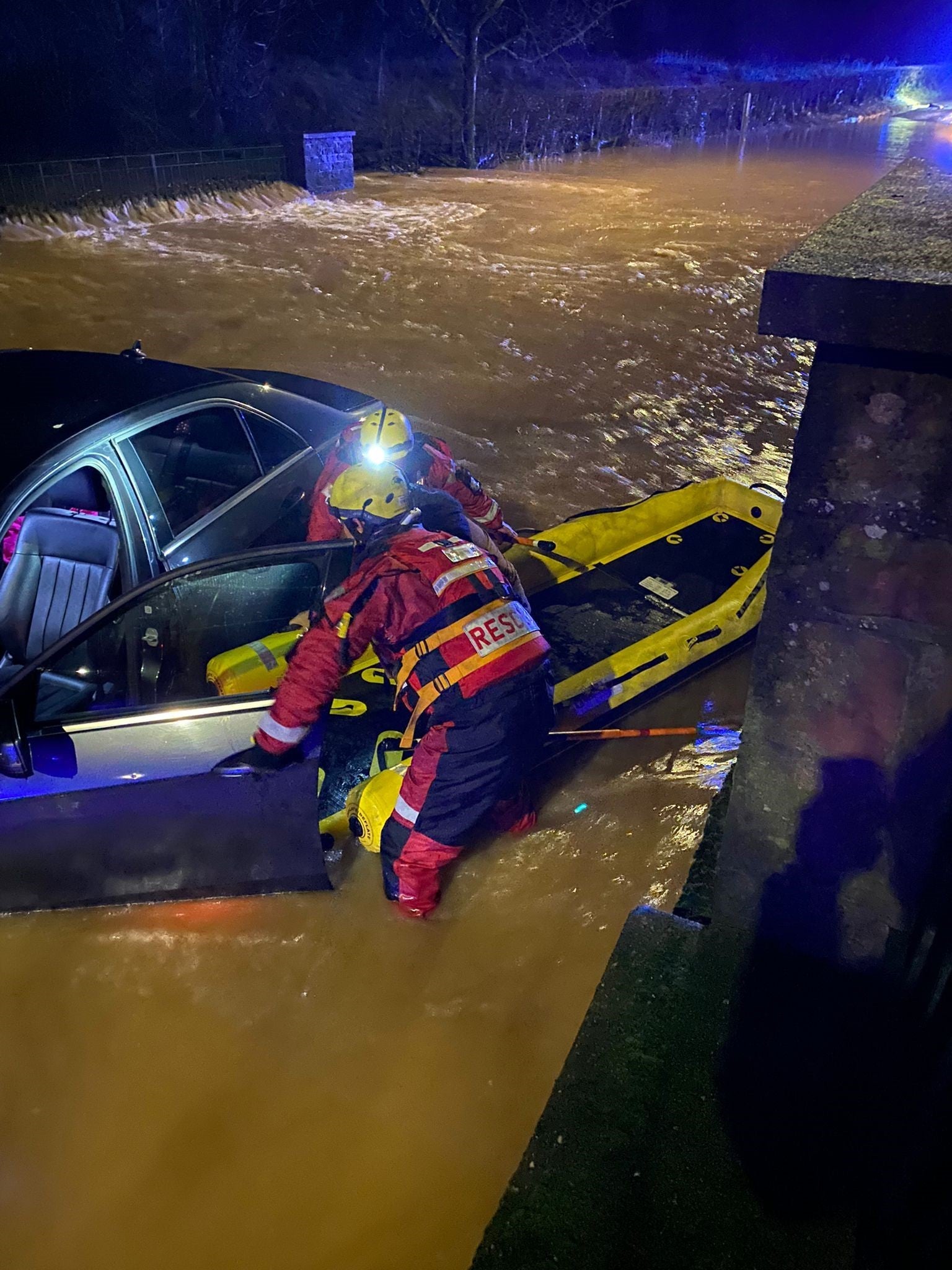 The Ford in Kenilworth after a car had tried to drive through flood water