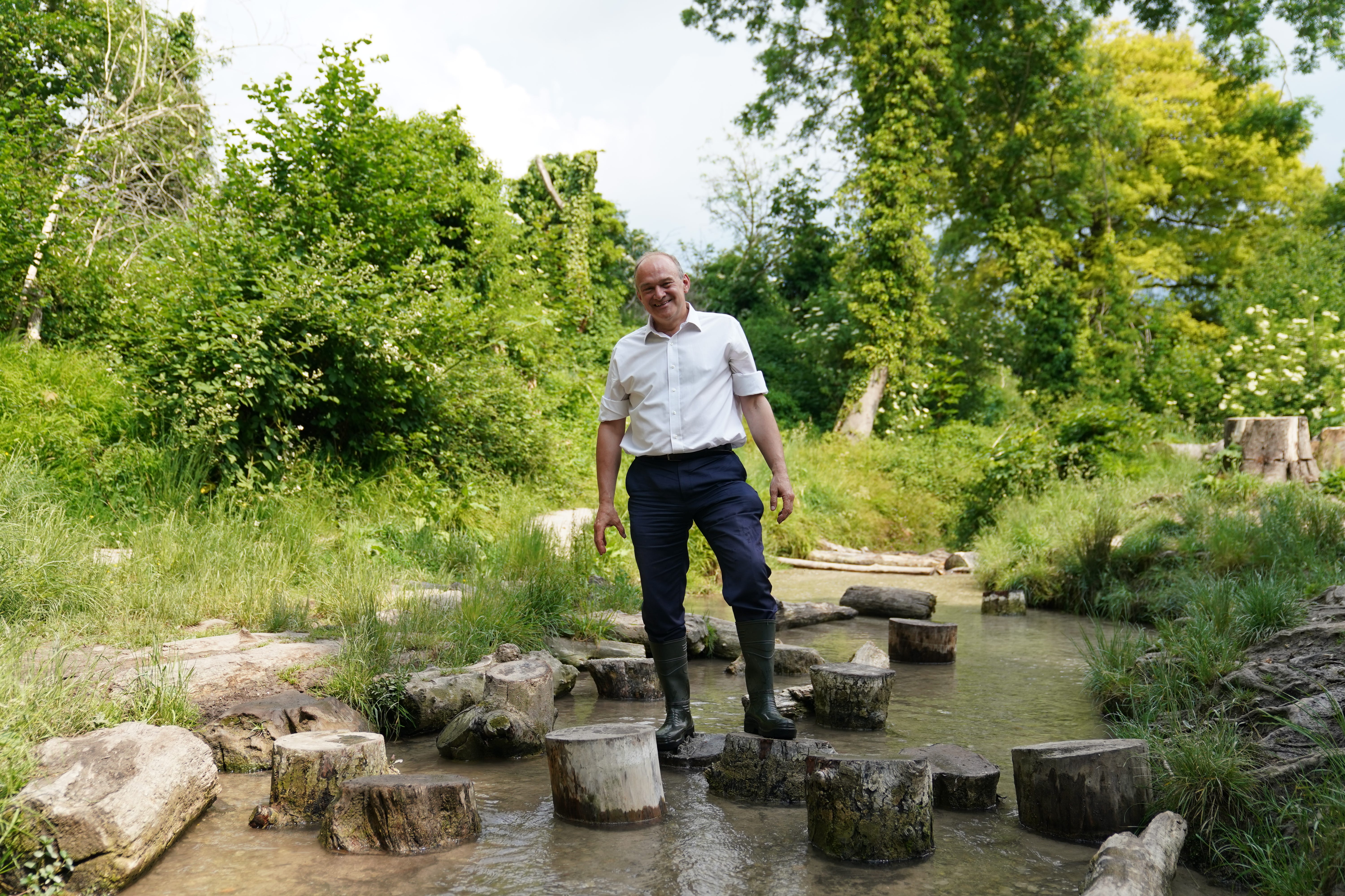 LibDem leader Sir Ed Davey in Barton Spring in Barton-le-Clay (PA)