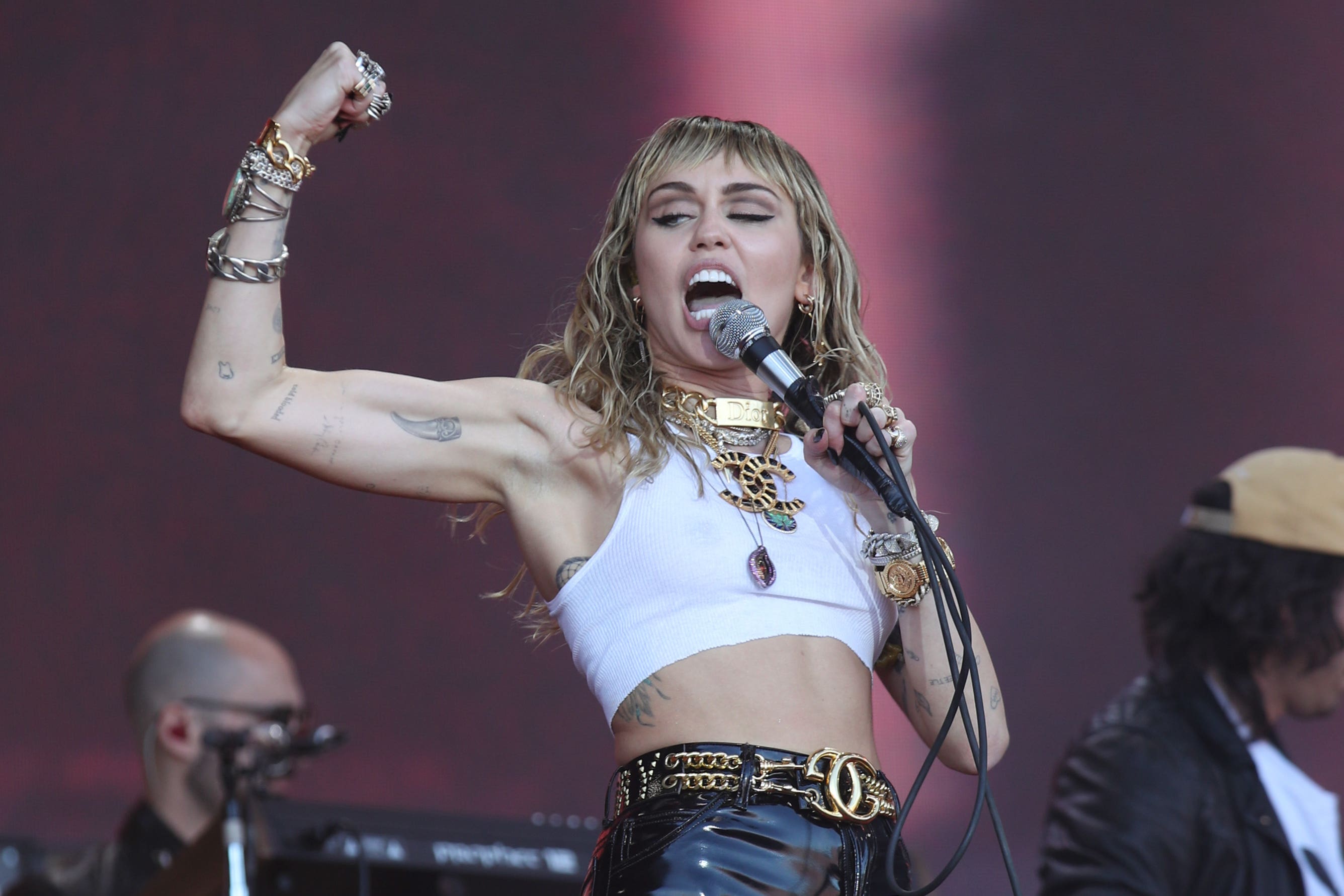 Miley Cyrus’s viral hit Flowers held the top spot for 10 weeks (Yui Mok/PA)