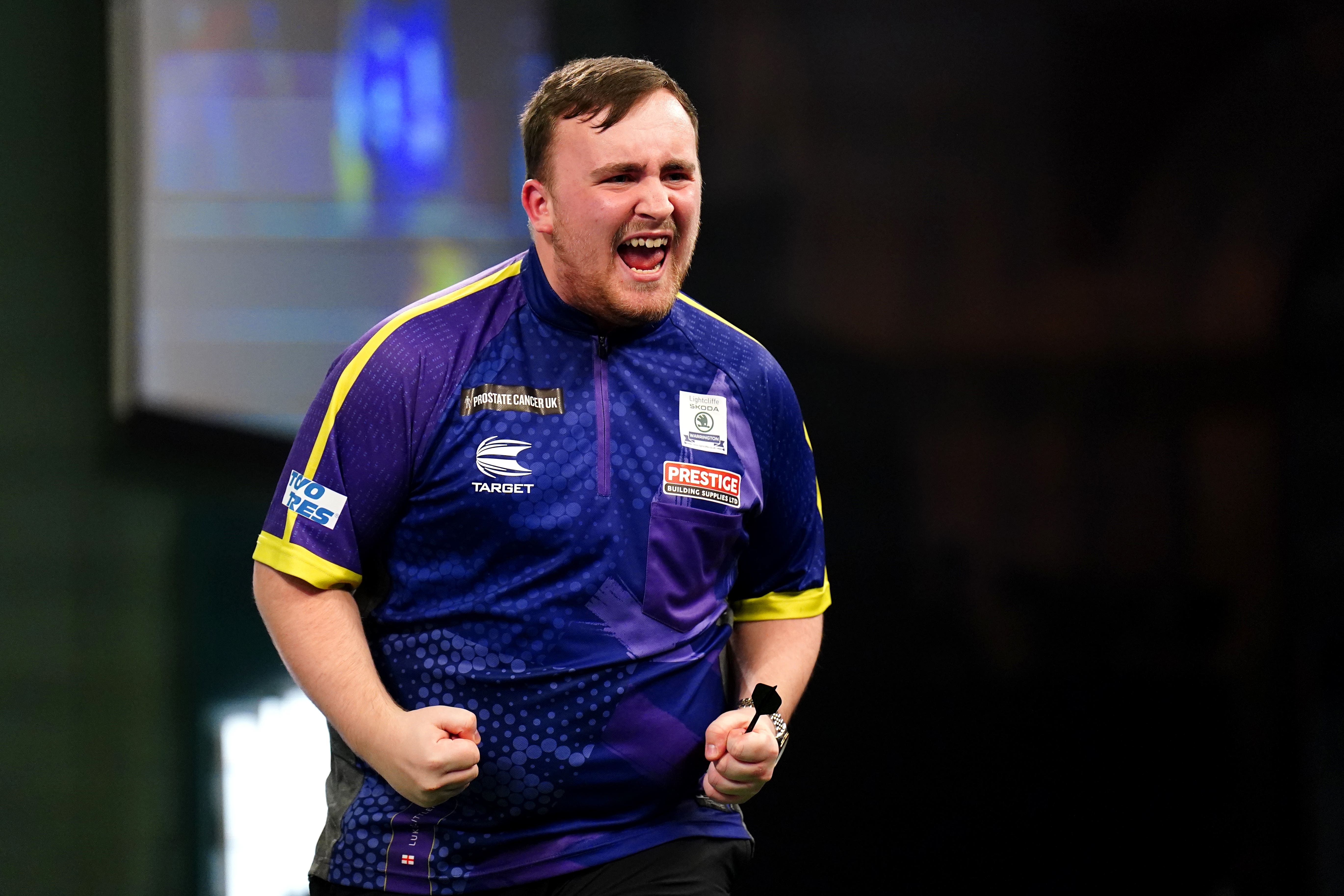 Luke Littler was cheered into the World Championship final by Warrington Wolves duo Josh Thewlis and Matty Ashton (Zac Goodwin/PA)