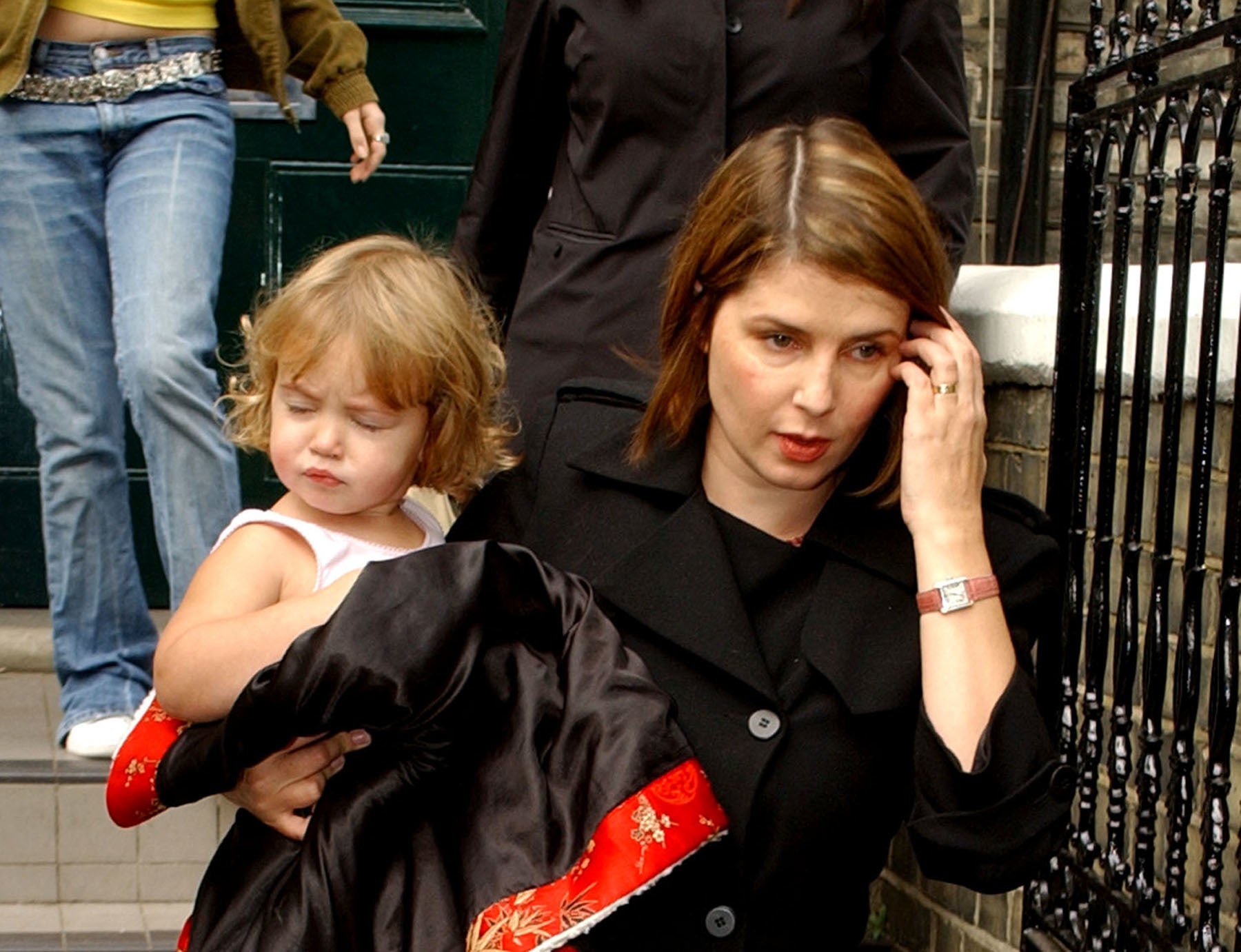 Sadie Frost and Iris Law leaving their home in Primrose Hill after two-year-old swallowed an ecstasy pill at Soho House in 2002