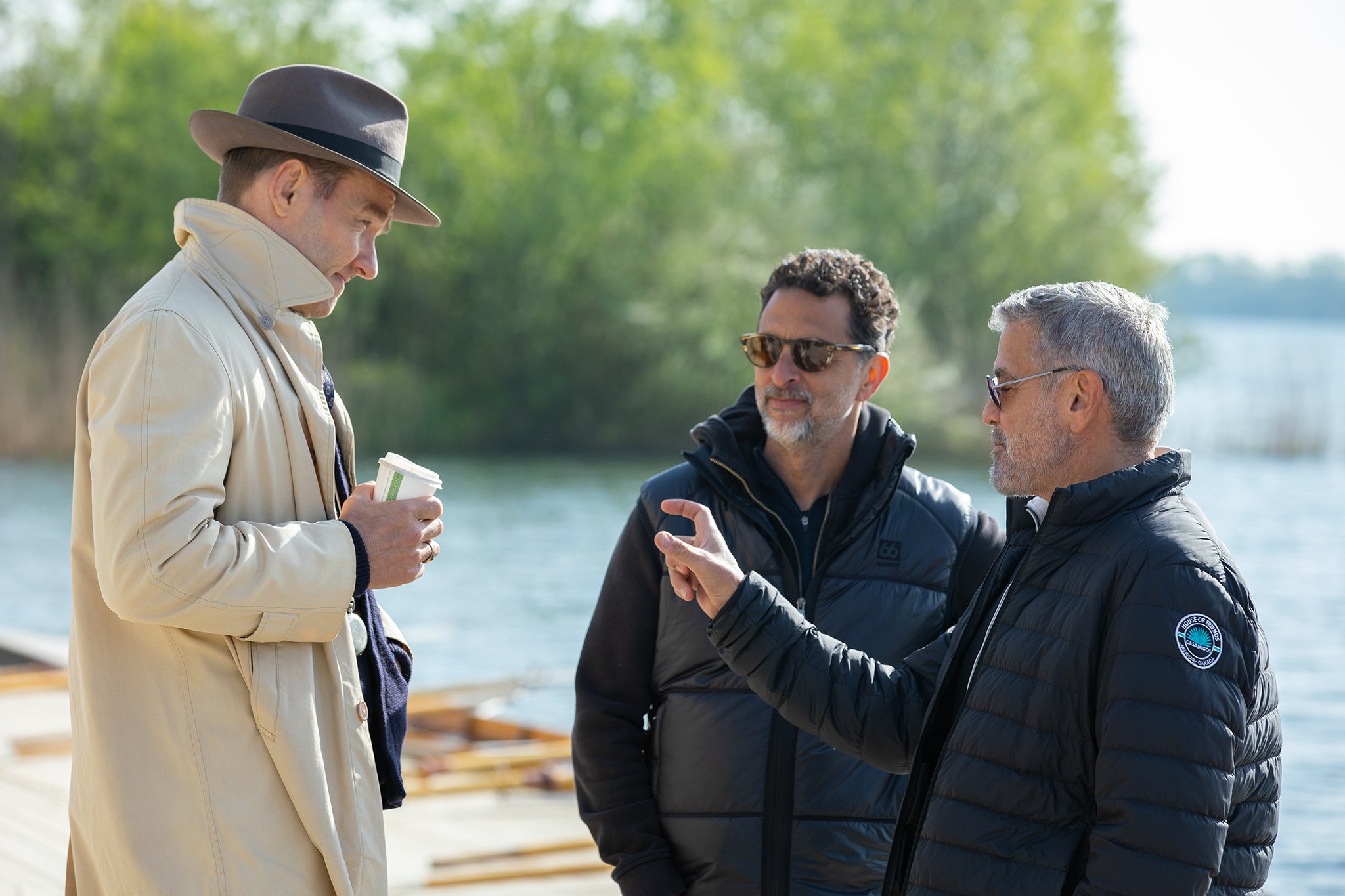 On the set: George Clooney directs actor Joel Edgerton during filming of ‘The Boys in the Boat’