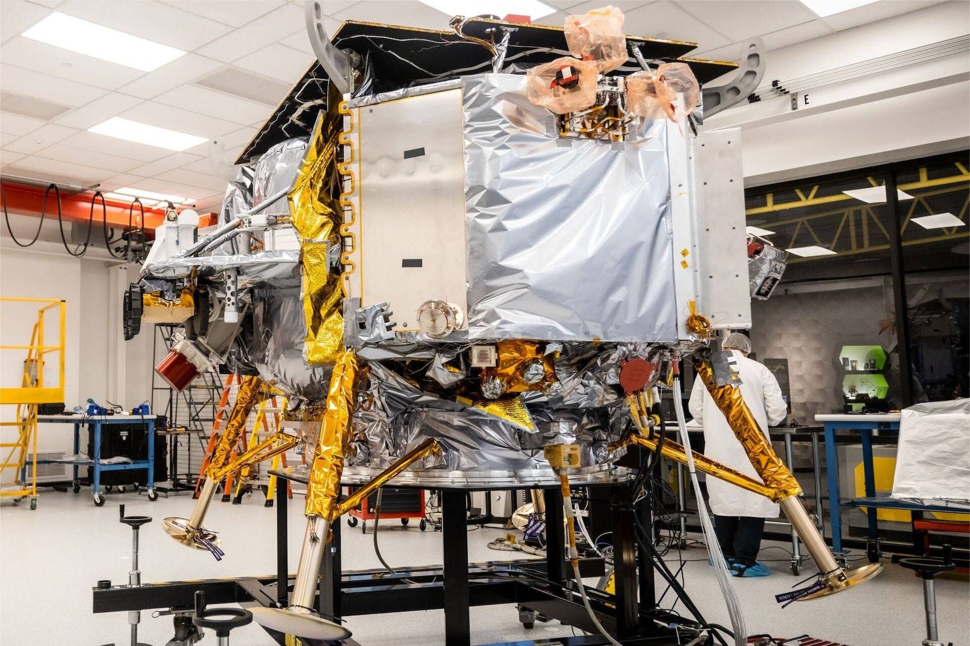 The Peregrine lunar lander carrying the PITMS instrument (Esa/Nasa/ The Open University/STFC RAL Space/Astrobotic)