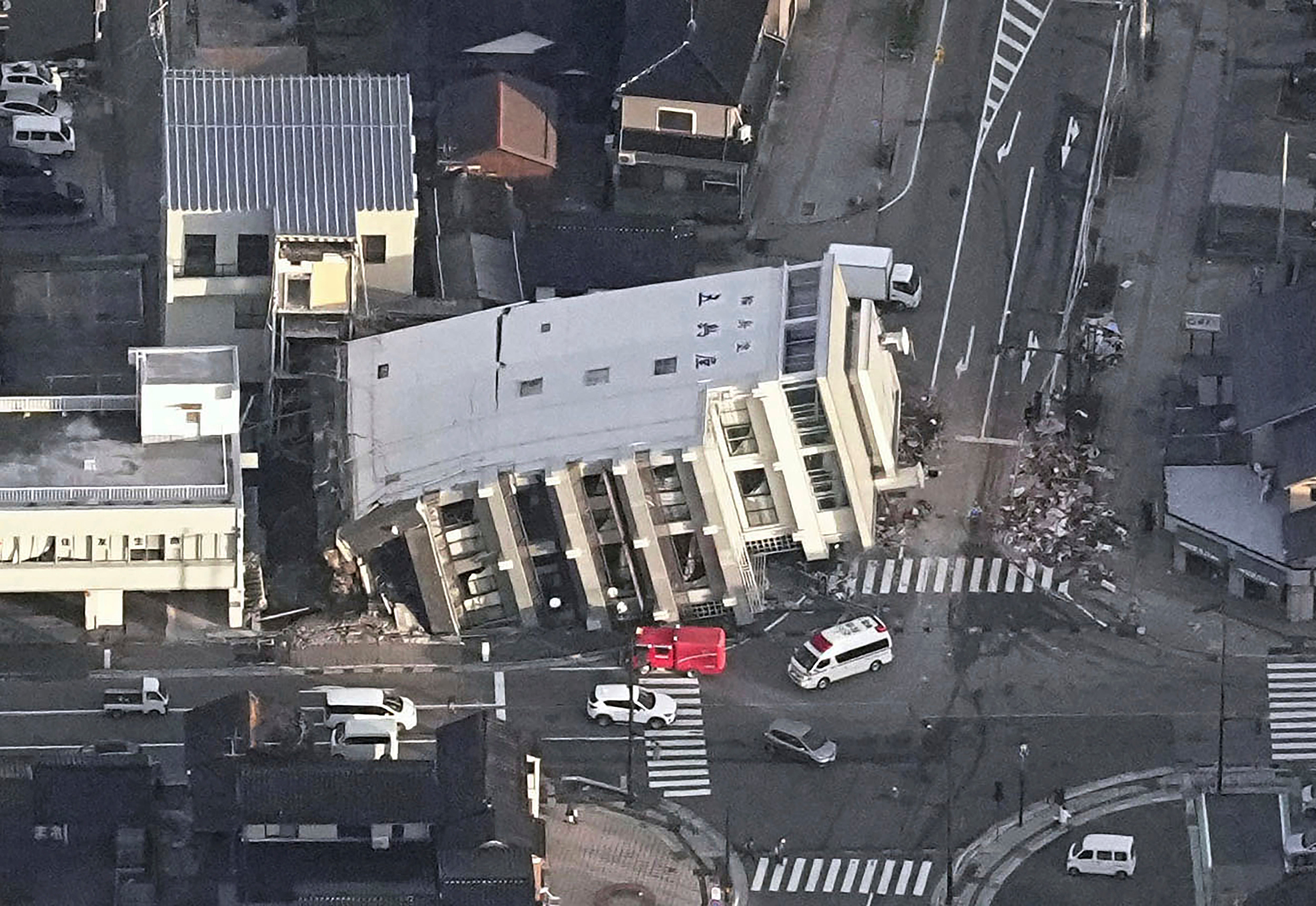 File. A building collapses following an earthquake in Wajima, Japan, on 2 January 2024