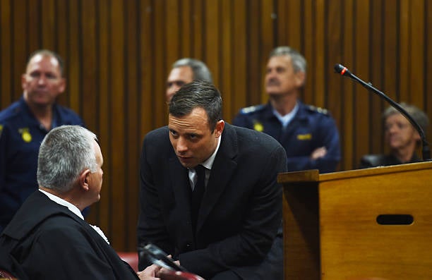 Paralympian athlete Oscar Pistorius, convicted of the murder of his girlfriend Reeva Steenkamp