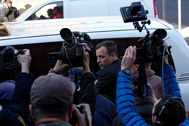 Paralympian athlete Oscar Pistorius, convicted of the murder of his girlfriend Reeva Steenkamp