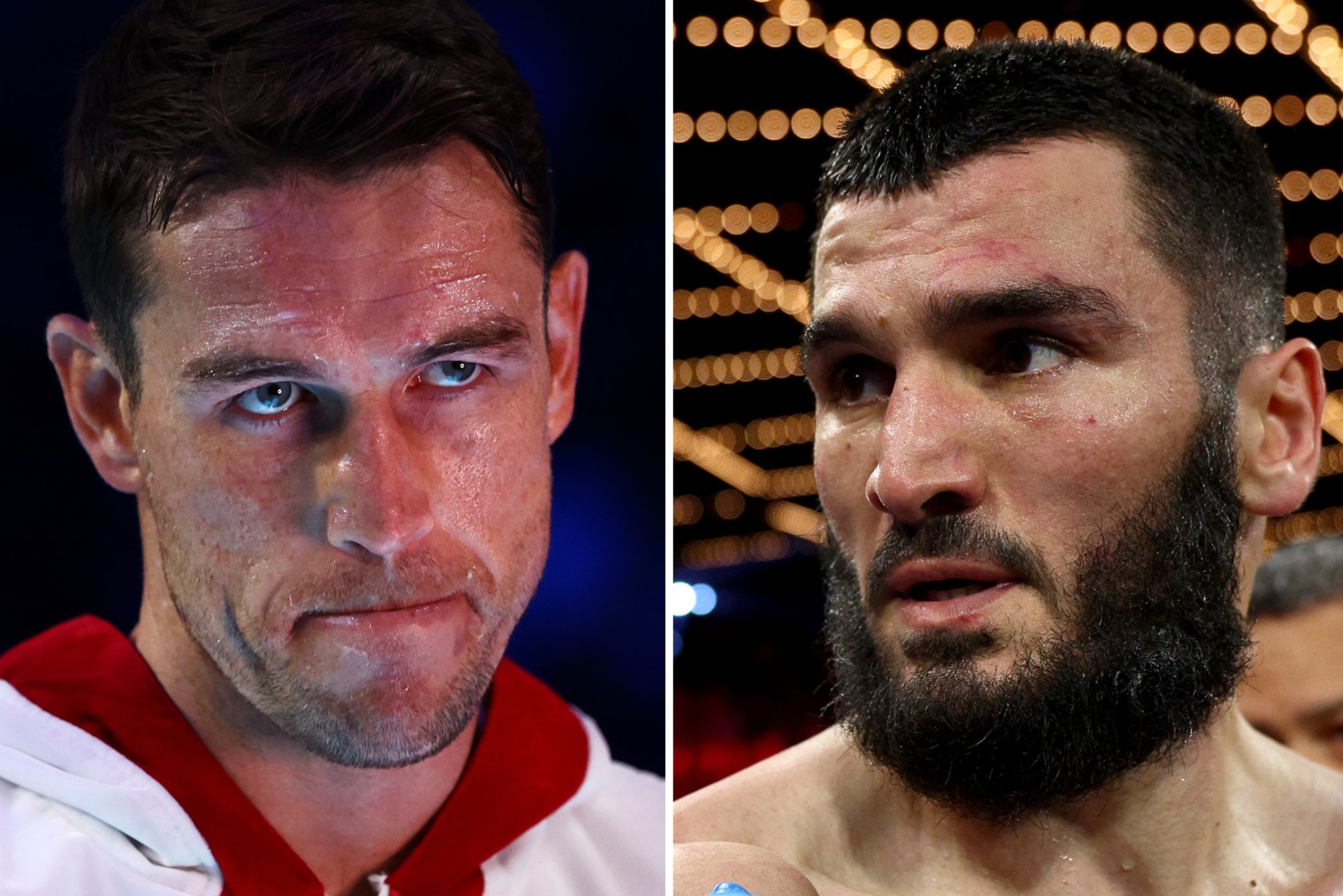 Callum Smith (left) challenges light-heavyweight champion Artur Beterbiev