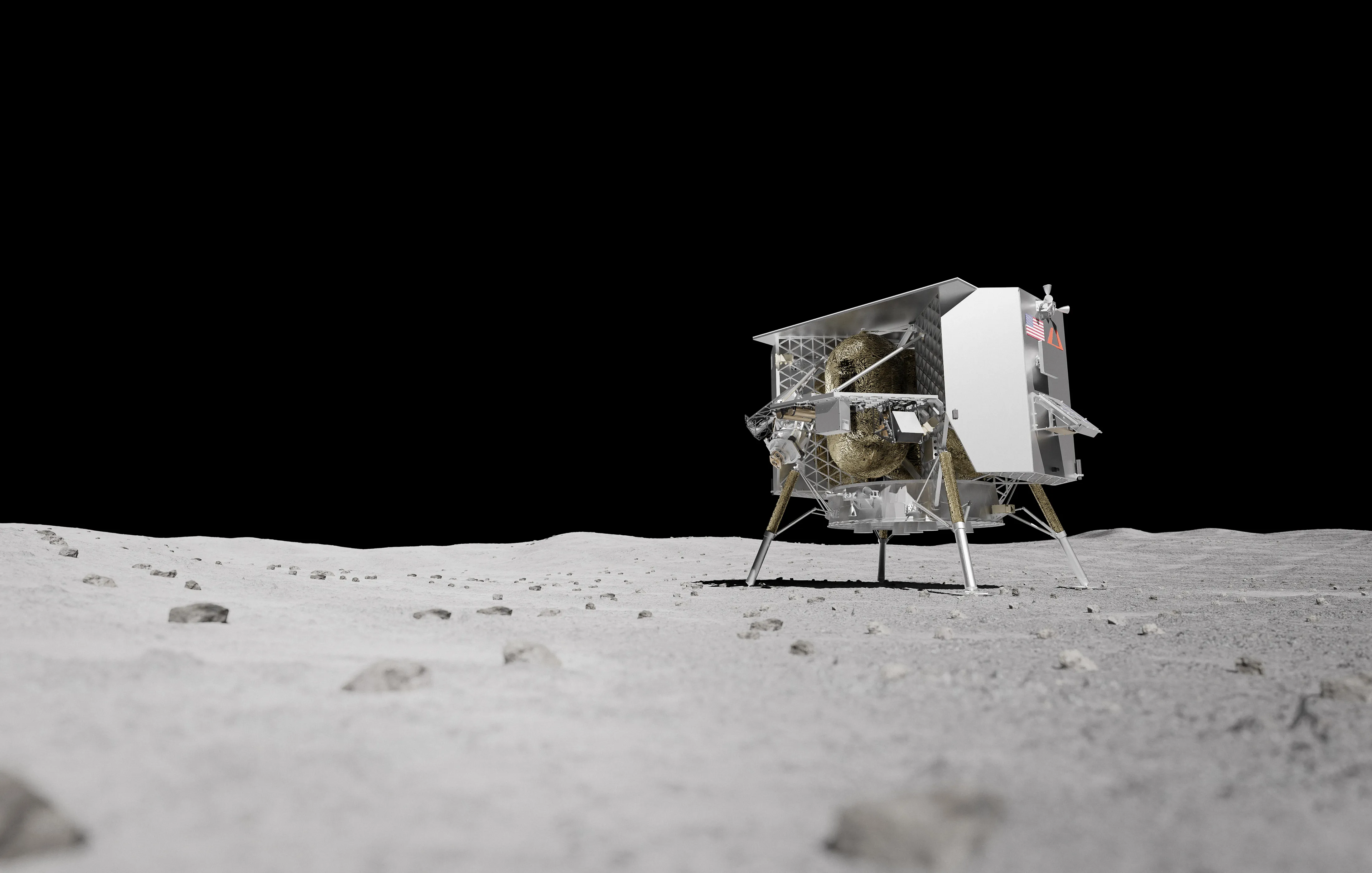 Astrobotic’s Peregrine lander as imagined after its landing on the moon