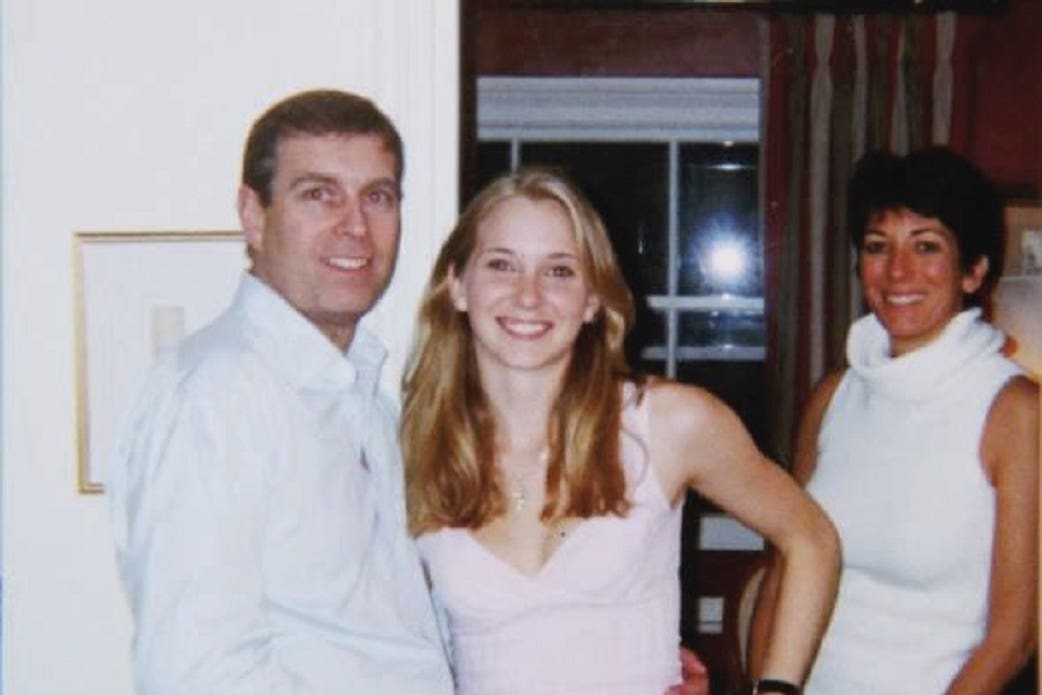 The Duke of York with Virginia Giuffre, centre, and Ghislaine Maxwell (US Department of Justice/PA)