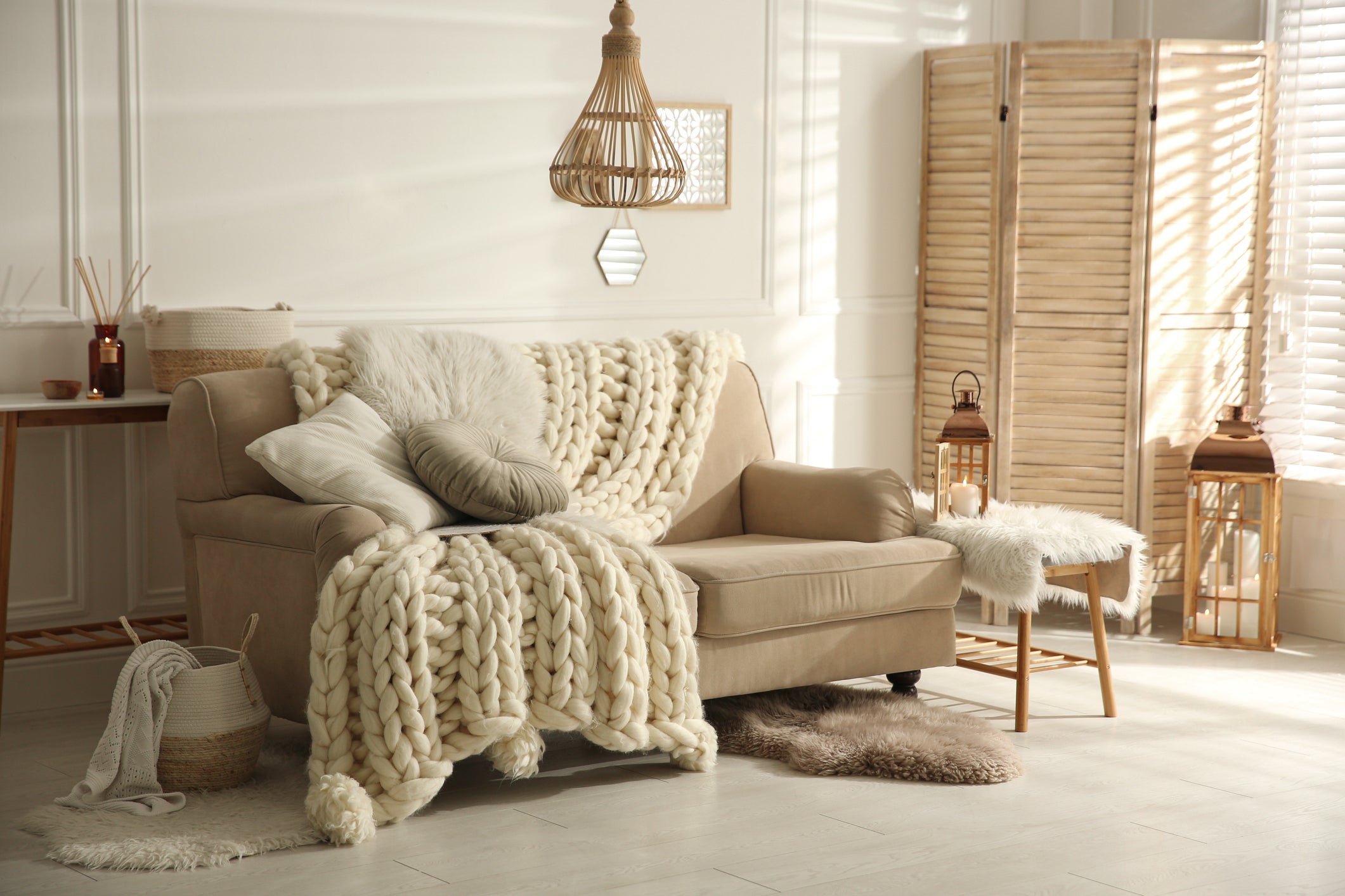 Soft furnishings and relaxing areas are a great way to embrace ‘cold living’