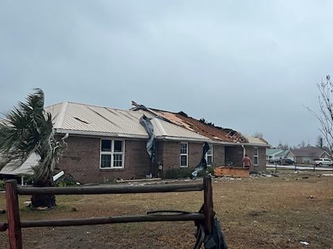 The Bay County Sheriff’s Office shared a photo of this home with roof damage sustained during Storm Finn