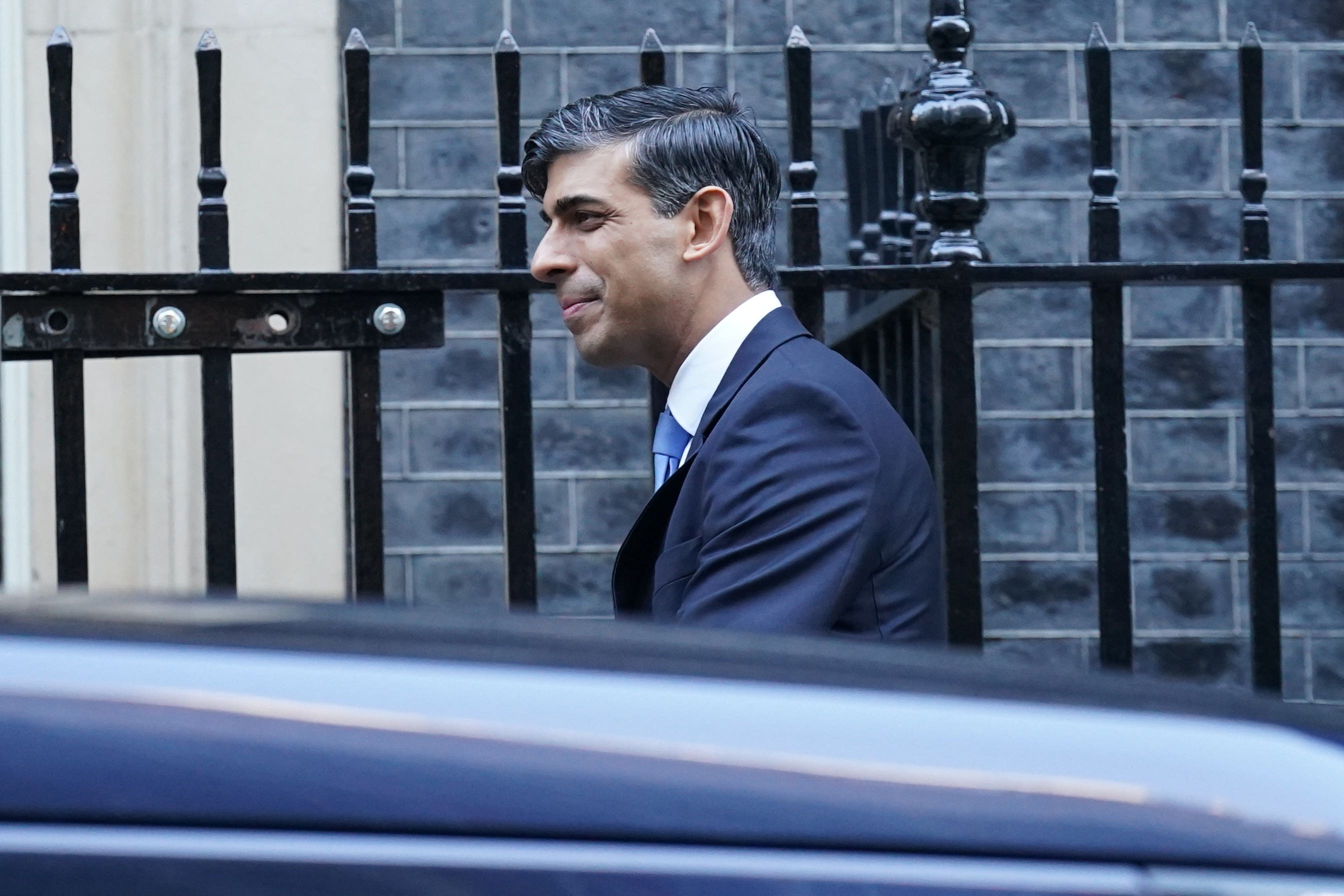 Prime Minister Rishi Sunak departs 10 Downing Street, London, to attend Prime Minister’s Questions at the Houses of Parliament (Stefan Rousseau/PA)