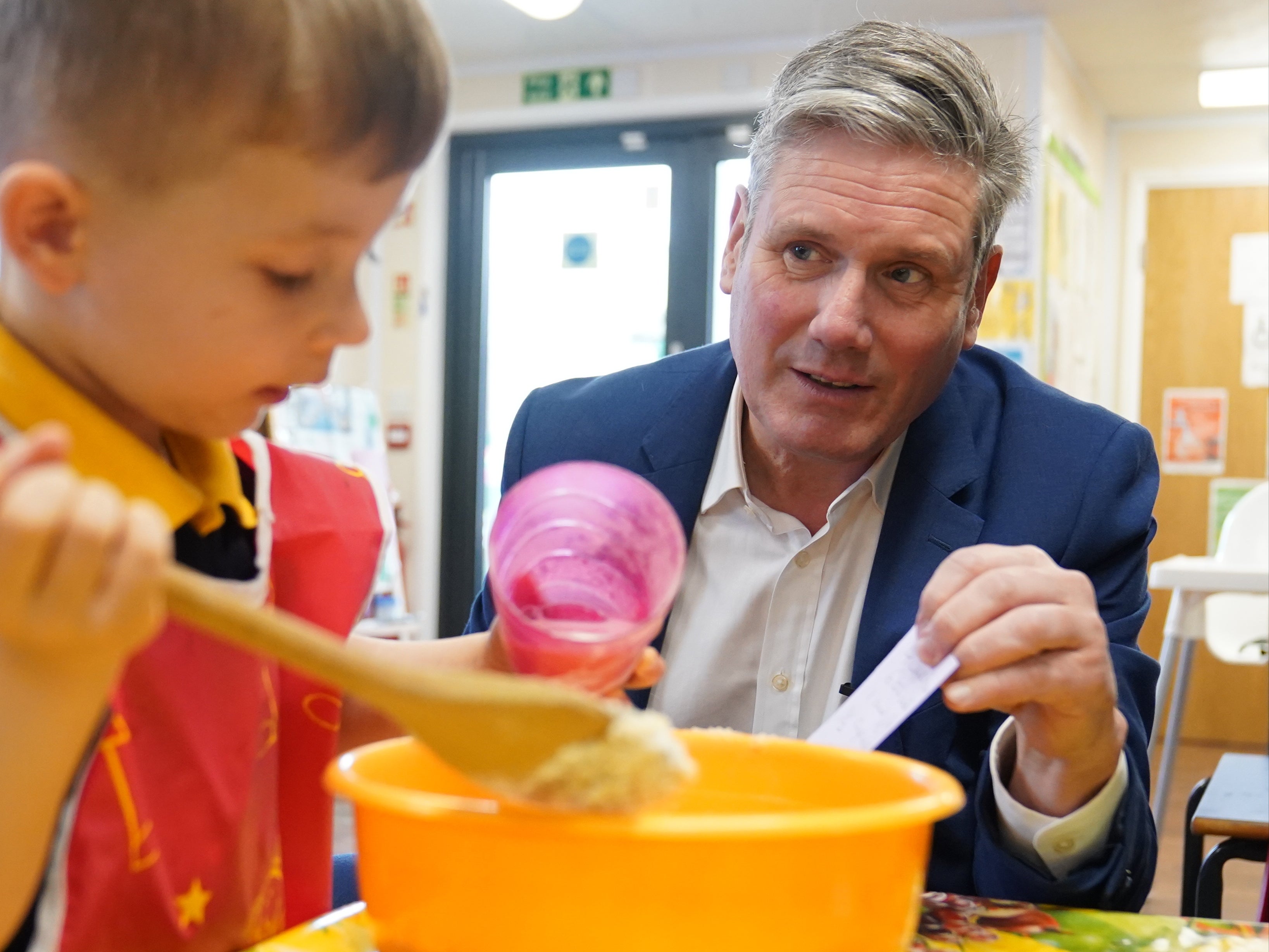 Keir Starmer during visit to school nursery in Stanmore, north London