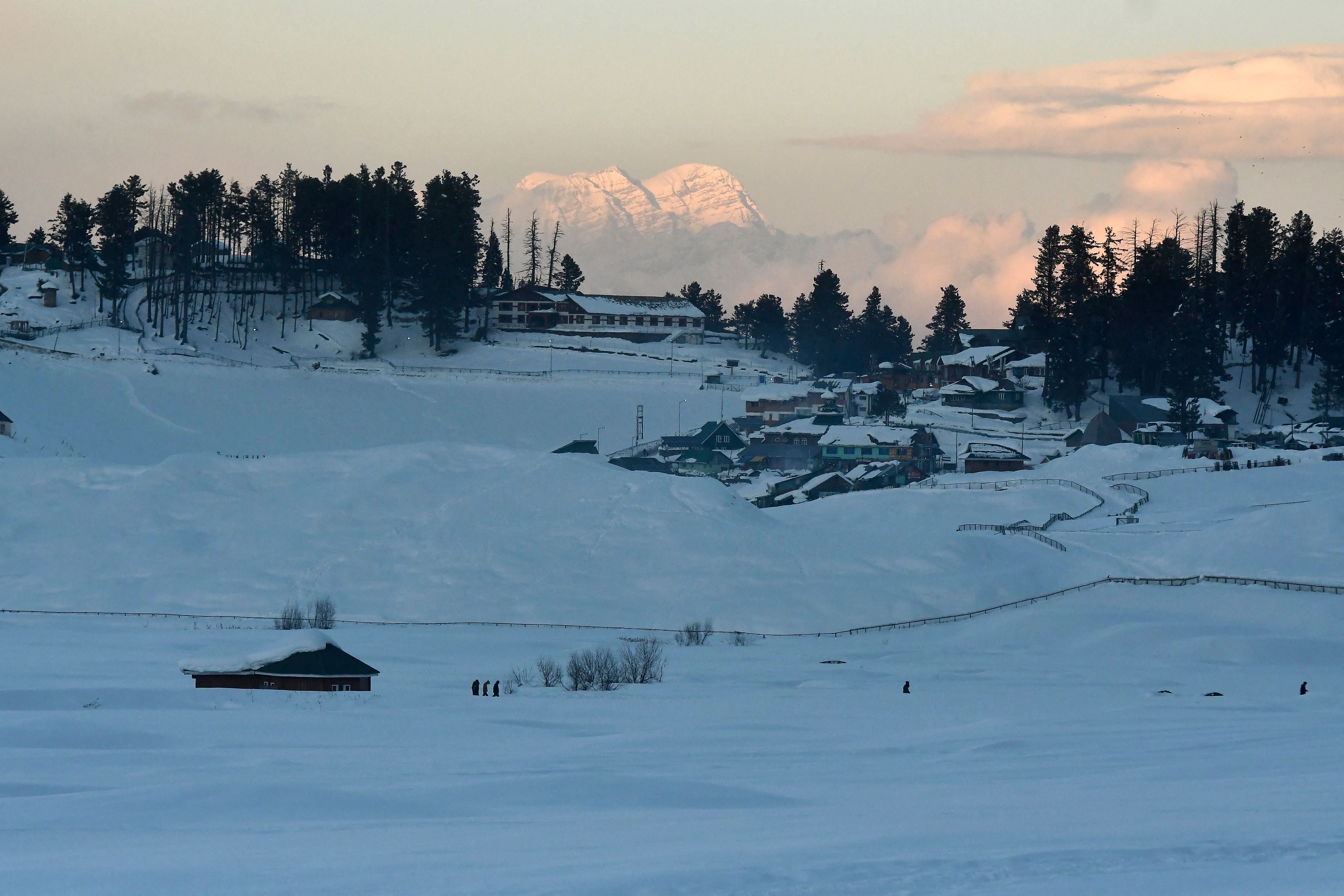 Gulmarg covered in pristine white snow, a scene from January 2022