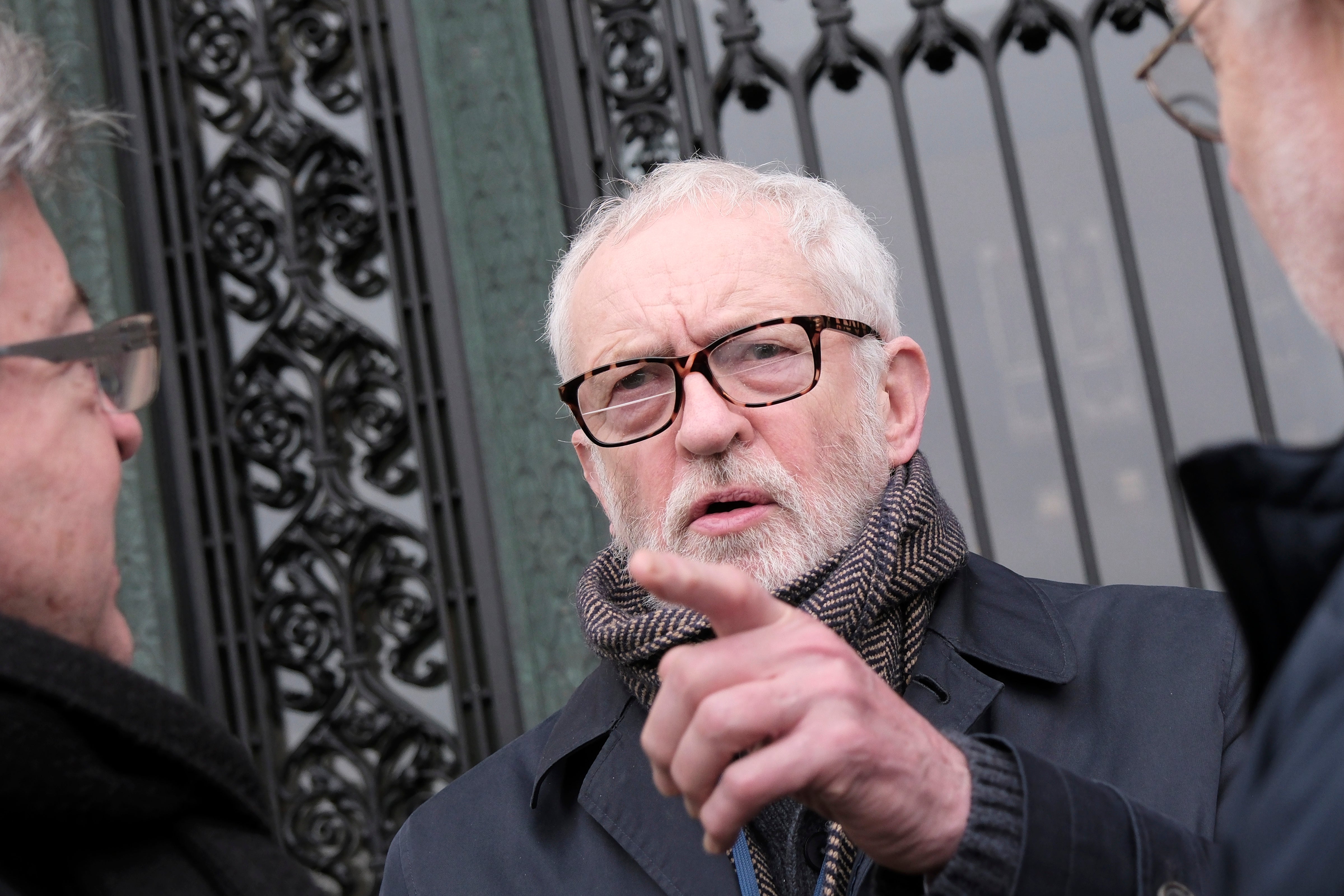 Jeremy Corbyn outside ICJ at The Hague