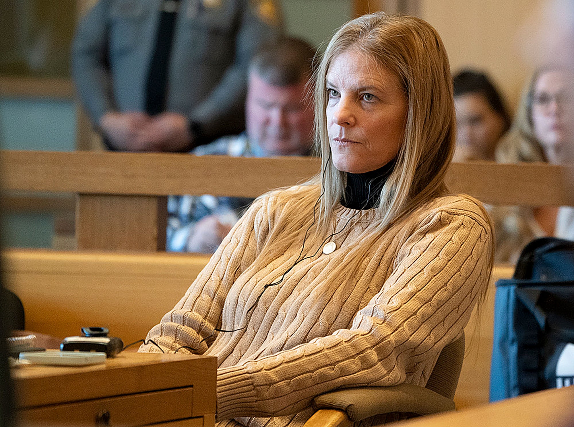 Ms Troconis in court at the start of her trial in January. She is accused of helping Fotis – her then-boyfriend – cover up the murder of Jennifer Dulos