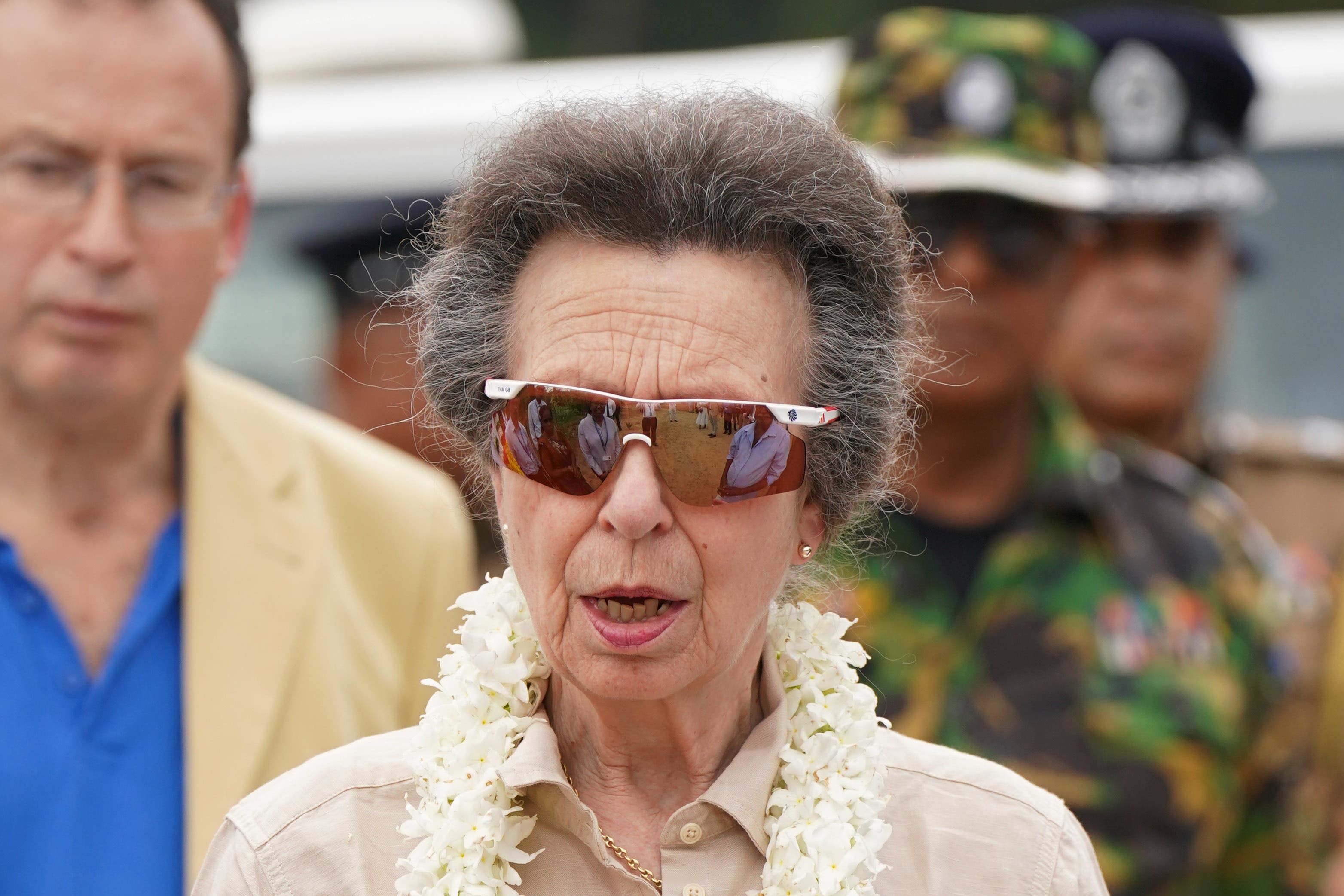 The Princess Royal visits a resettlement village at the Halo Trust site in Muhamalai during day two of her visit to Sri Lanka (Jonathan Brady/PA)