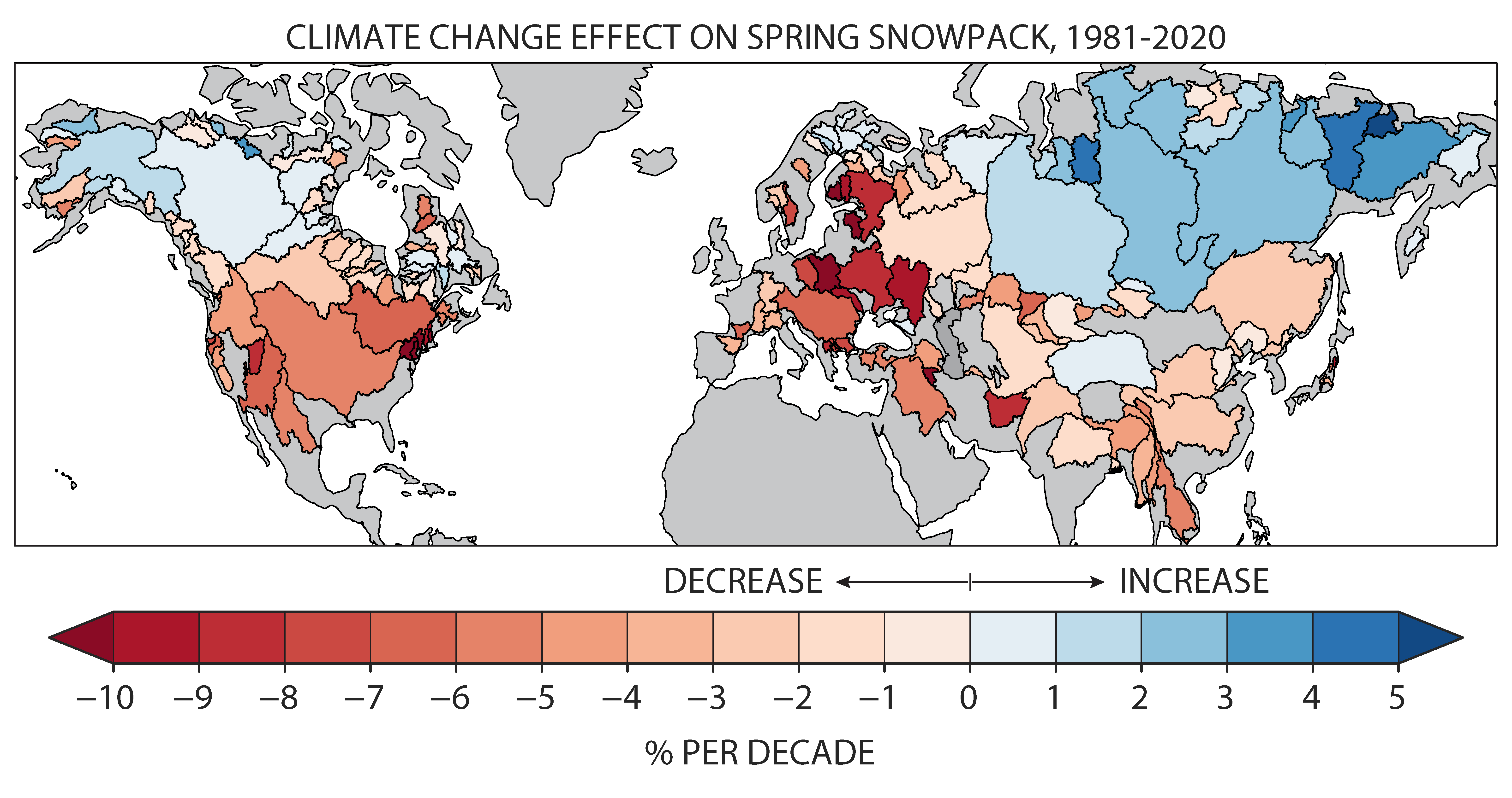 The authors of the study also identified significant snowpack loss because of human-driven climate change in central and eastern Europe