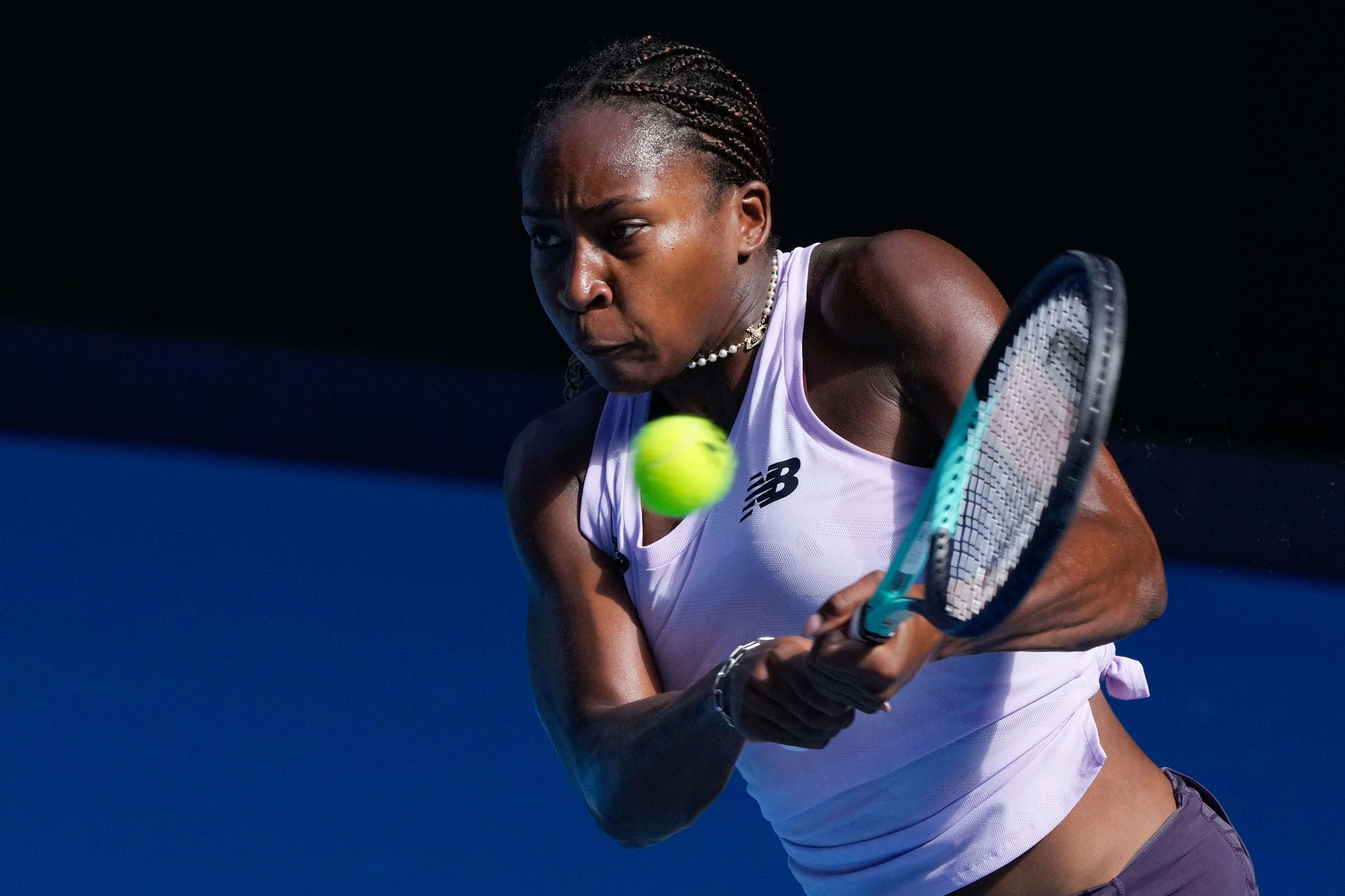 Coco Gauff during a practice session at Melbourne Park (Mark Baker/AP)