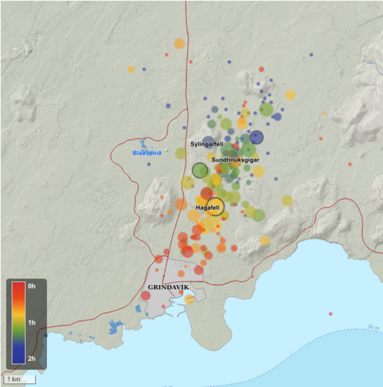 A map showing the latest earthquake activity