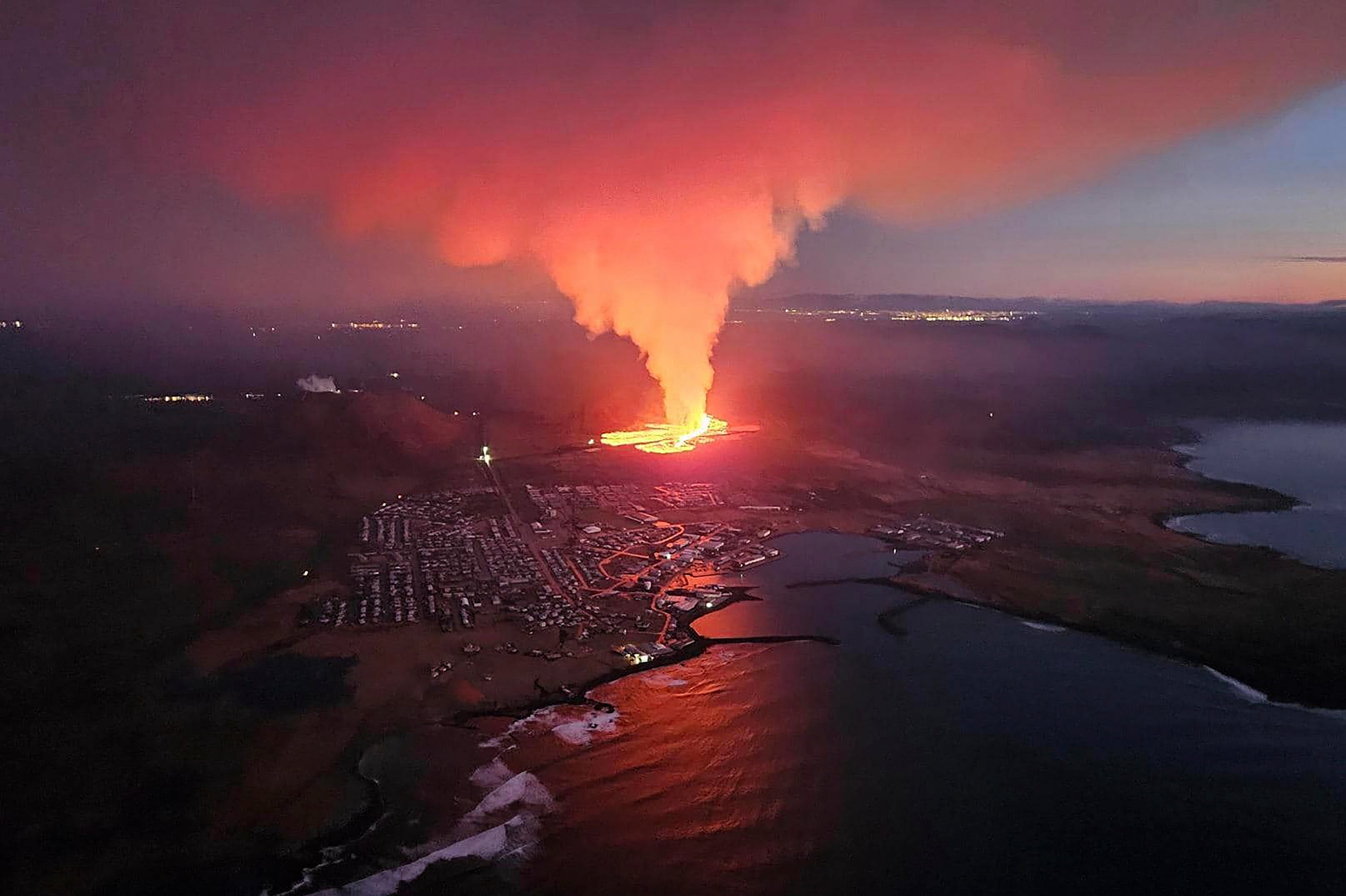 Lava during a volcanic eruption near Grindavík, Iceland, on Sunday