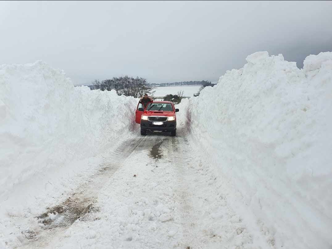 Heavy snow has fallen across northern Scotland, as residents in Aberdeen face several inches of snow.