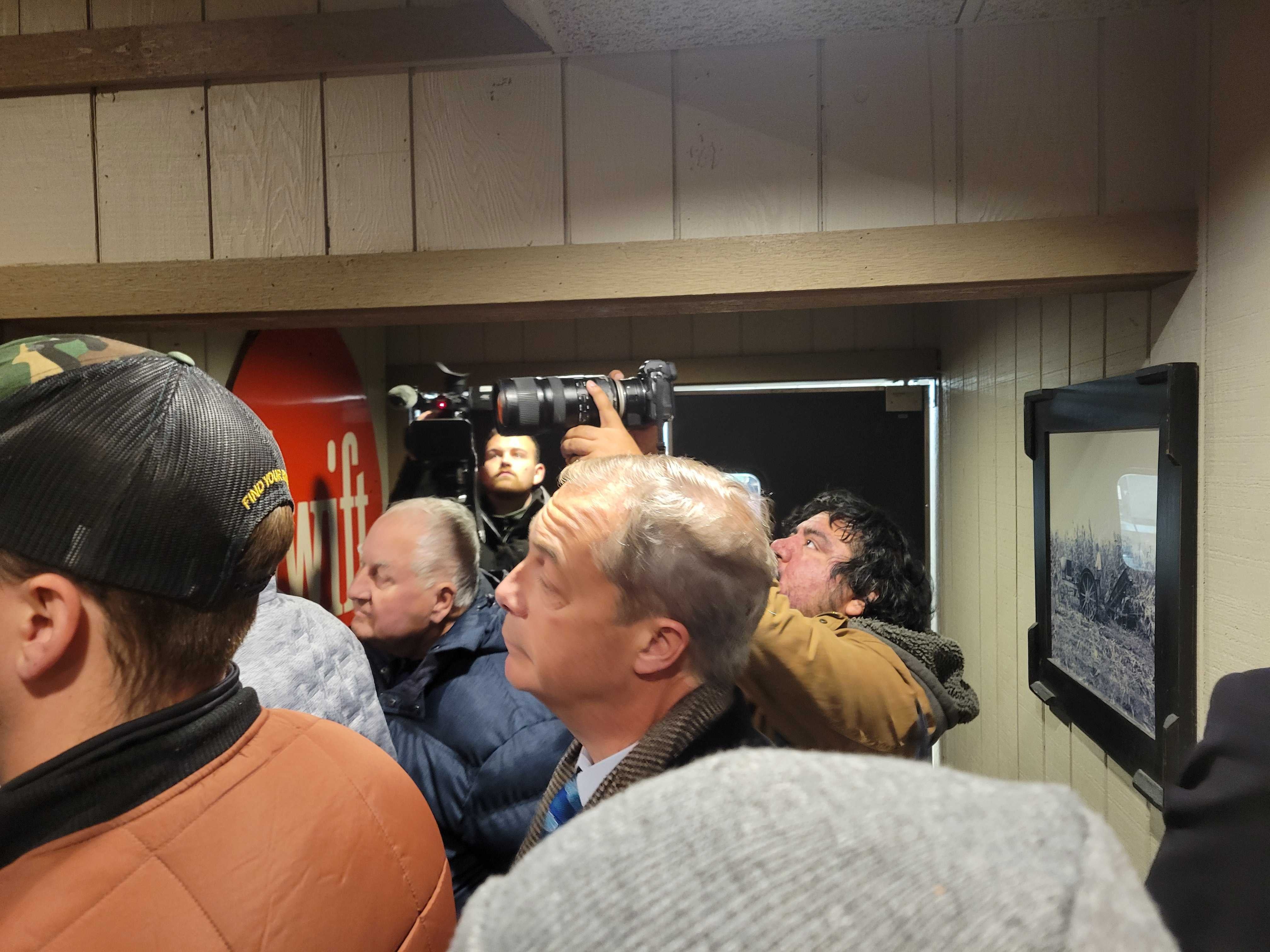 Nigel Farage makes an appearance at Vivek Ramaswamy’s campaign event in Urbandale, Iowa