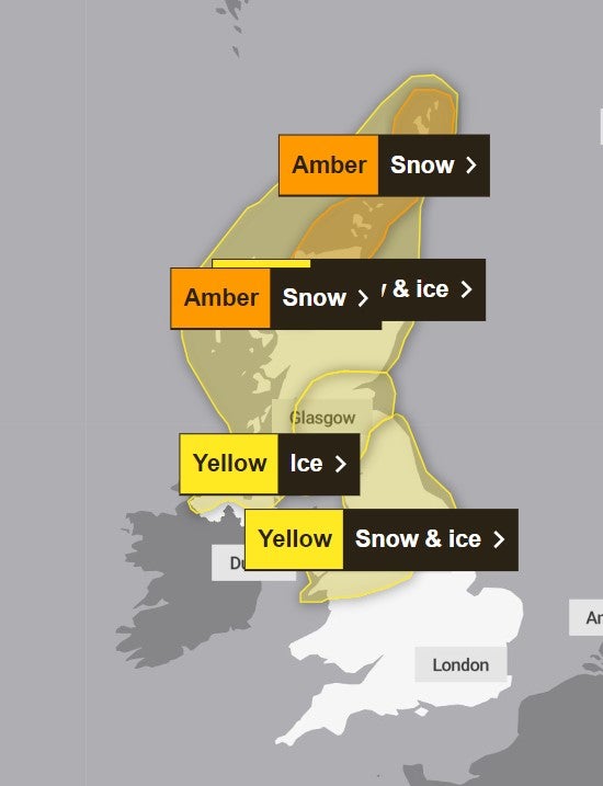 Amber and yellow warnings in place for 17/01