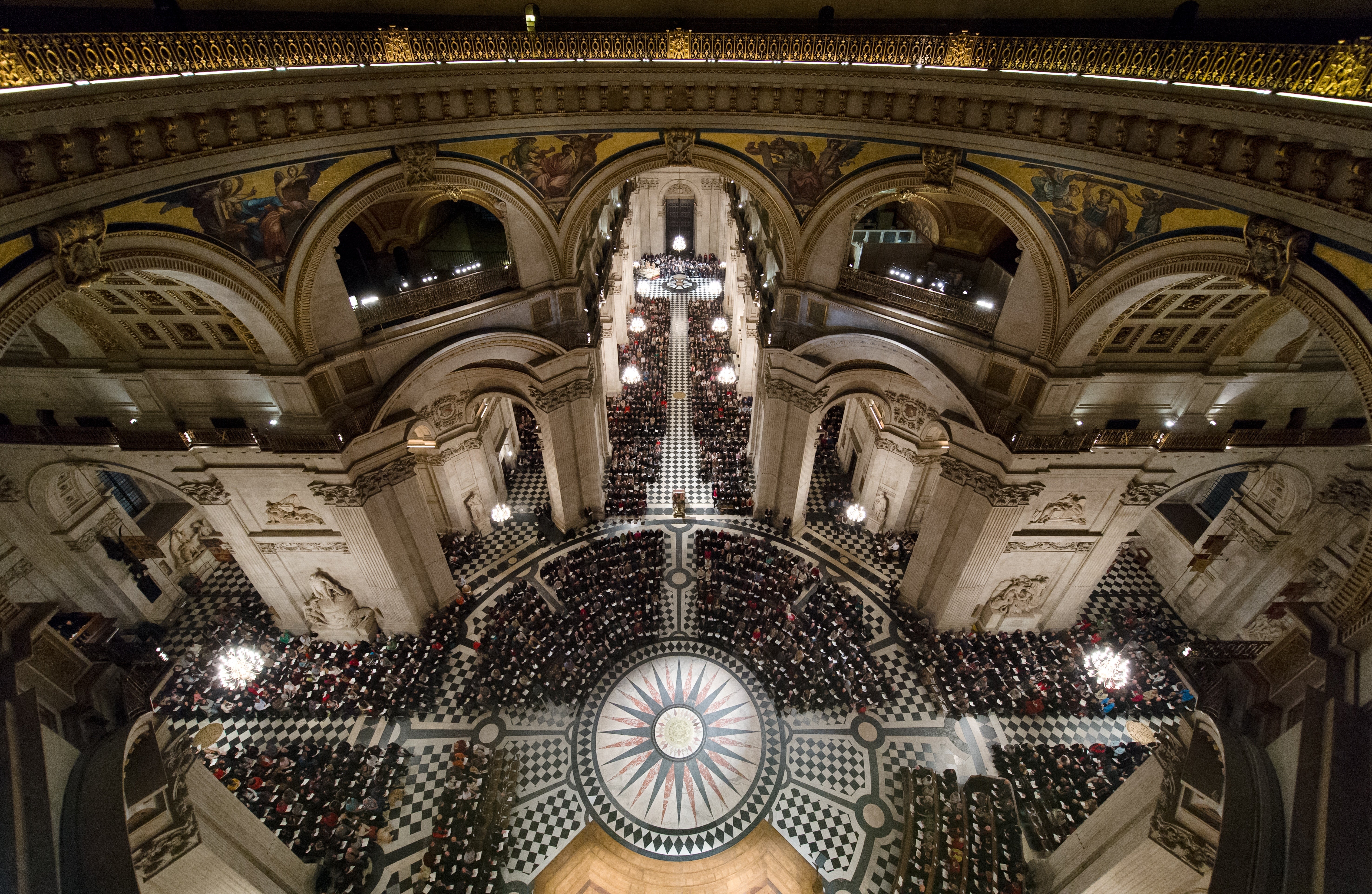 Looking down from the Whispering Gallery of St Paul’s Cathedral during a Christmas carol service